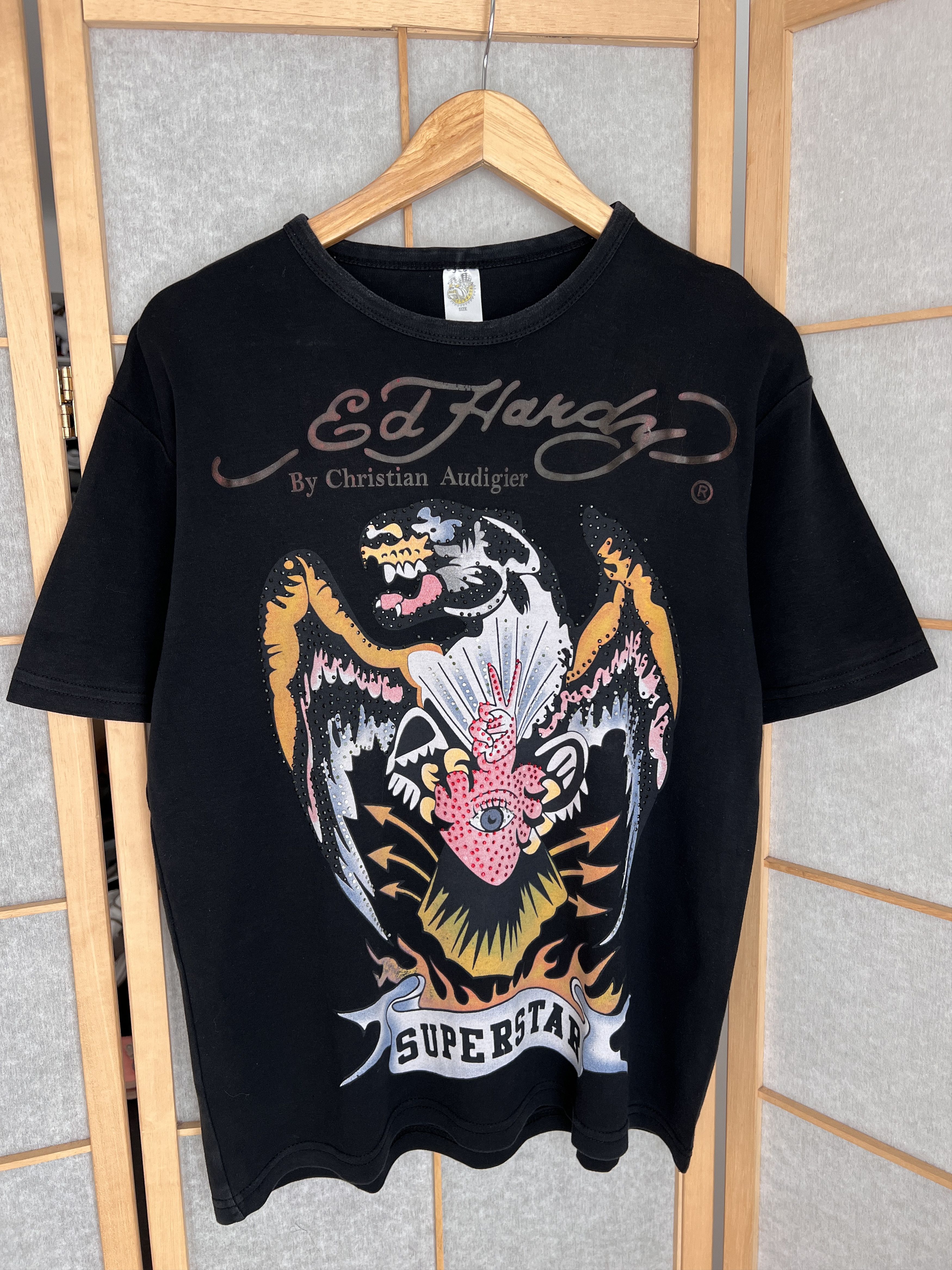 Ed Hardy Ed Hardy Superstar Rhinestones vintage printed t shirt tee Size US XL / EU 56 / 4 - 11 Thumbnail