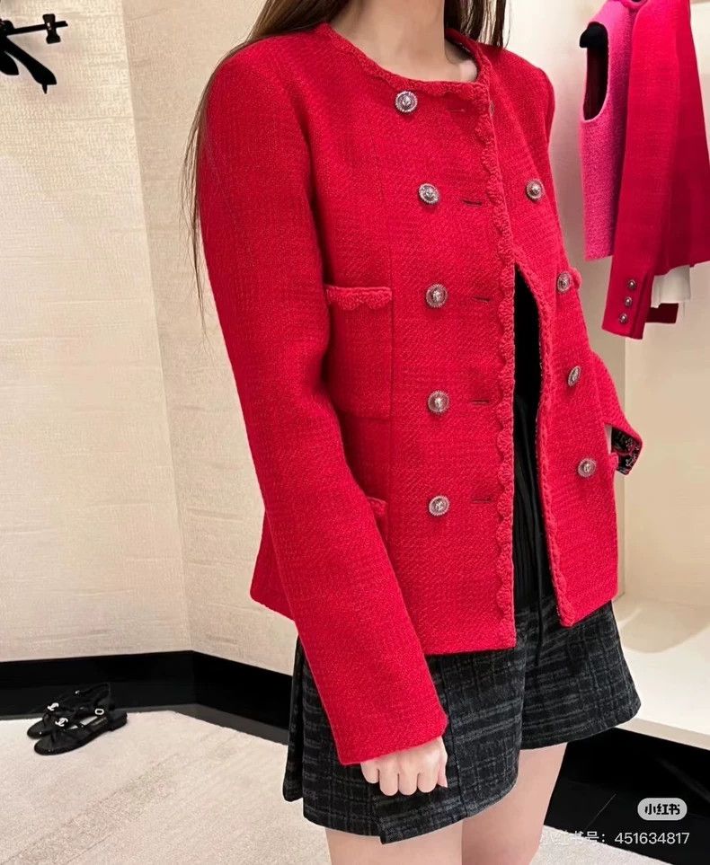 Chanel Chanel 24A red small lace double-breasted four-pocket twee Size XXS / US 00 / IT 34 - 8 Thumbnail