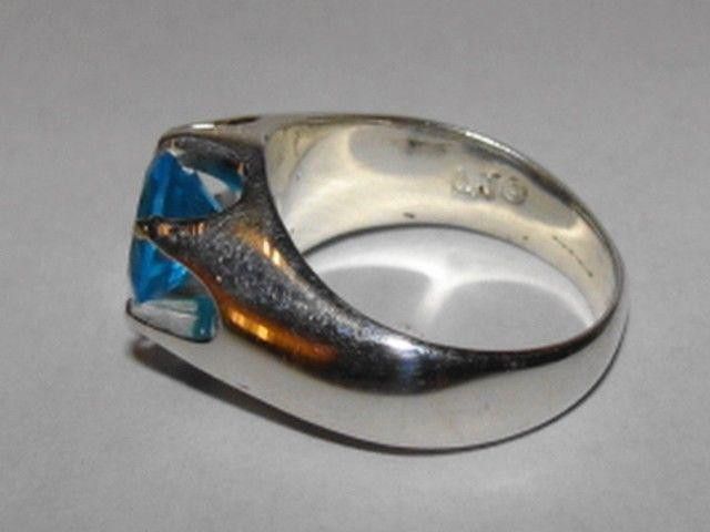 Designer Men's Sterling Silver Blue Topaz Pinky Ring Alberto Juan Size ONE SIZE - 3 Thumbnail