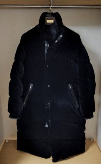 o1sm1stk0124 Velvet Goose Down Long Coat in Black