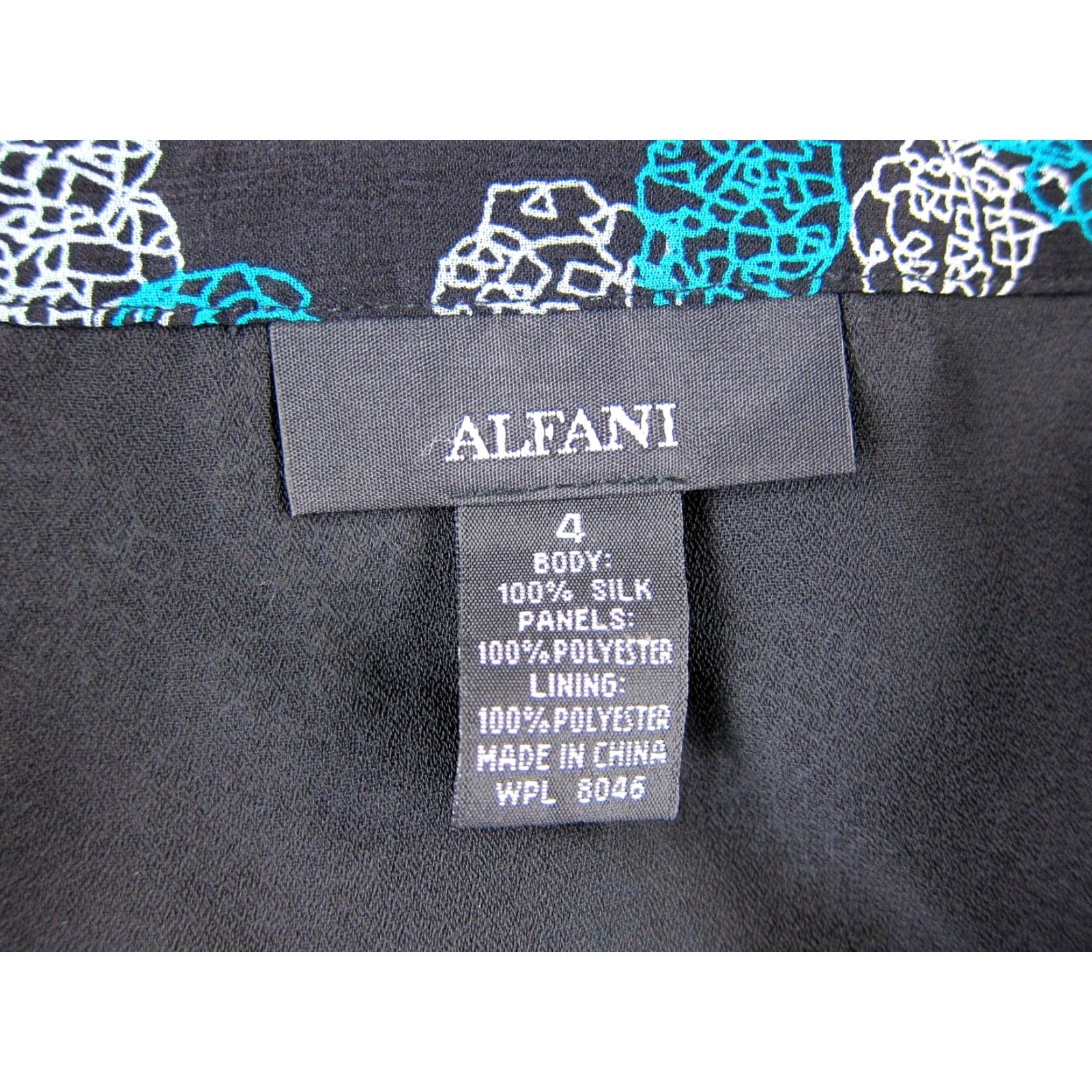 Alfani ALFANI 100% Silk Black White Blue Motif Pleated A-Line Skirt Women Size 4 Size 27" / US 4 / IT 40 - 3 Thumbnail
