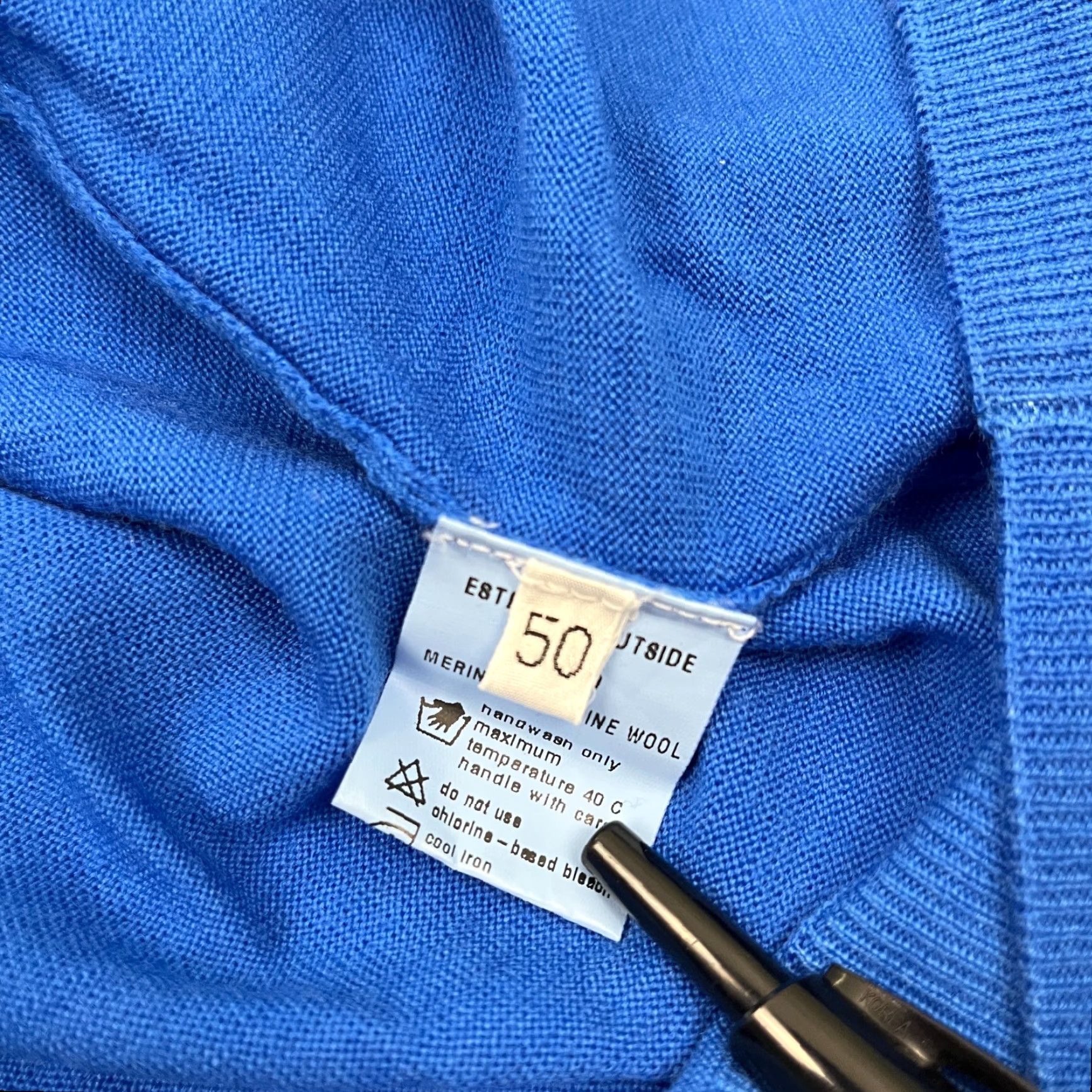 Vintage Dune Sweater Men Medium Size 50 Blue Merino Wool 1/4 Quarter Zip Pullover Italy Size US M / EU 48-50 / 2 - 3 Thumbnail