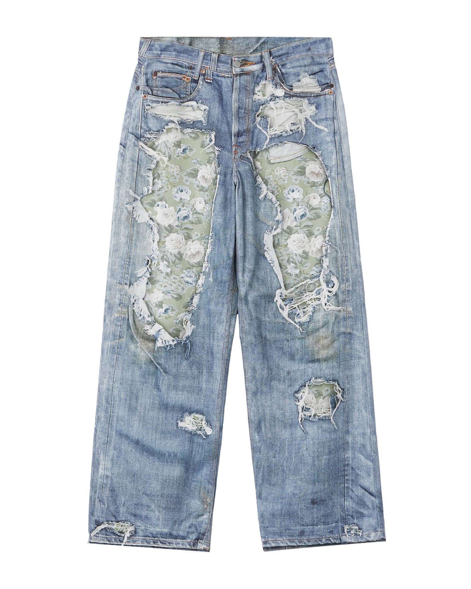 Acne Studios Acne Studios Ripped Floral Spliced Design Jeans Size US 34 / EU 50 - 1 Thumbnail