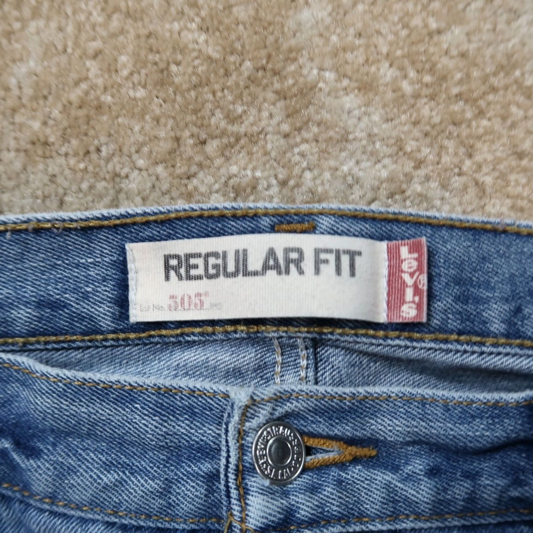Levi's Levi's 505 Regular Fit Jeans Men's 36x32 Blue Denim Distressed Vintage USA 90s Straight Pants Mens Size US 36 / EU 52 - 5 Thumbnail