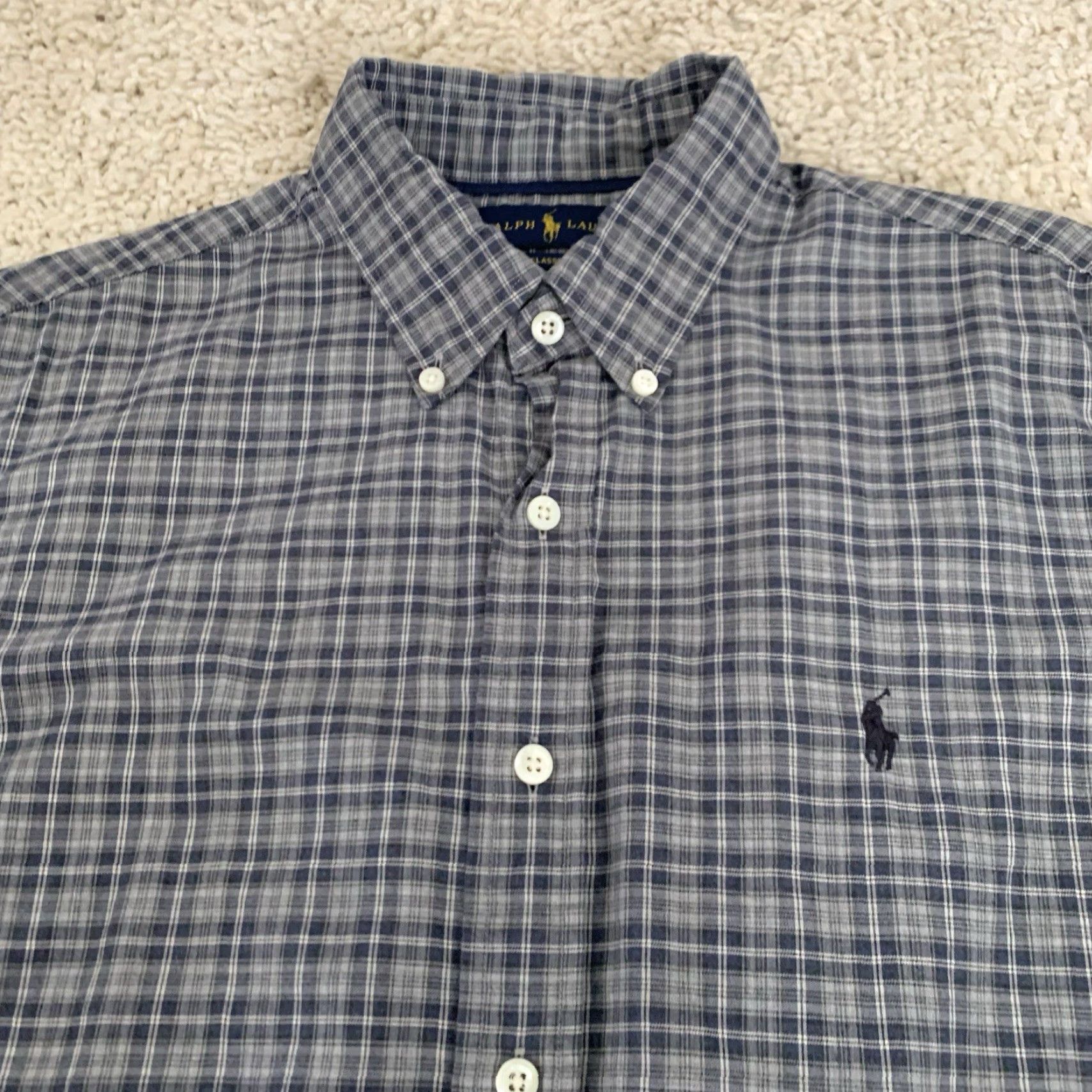 Ralph Lauren Ralph Lauren Shirt Mens Large Gray Plaid Button-Down Woven Light Cotton Embroidered Logo Classic American Mens Shirt Size US L / EU 52-54 / 3 - 6 Thumbnail