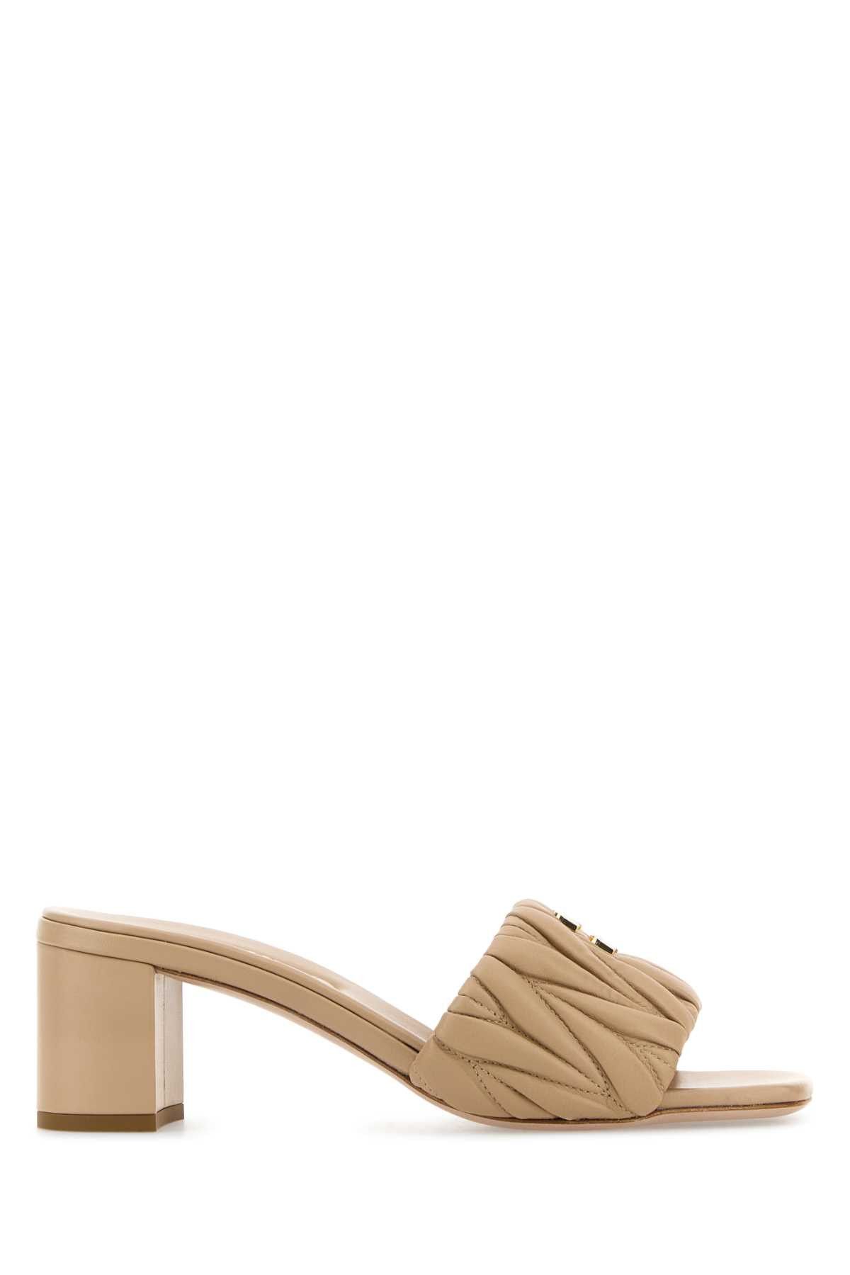 Miu Miu Beige Nappa Leather Mule Shoess Shoes, Women's (Size 10)