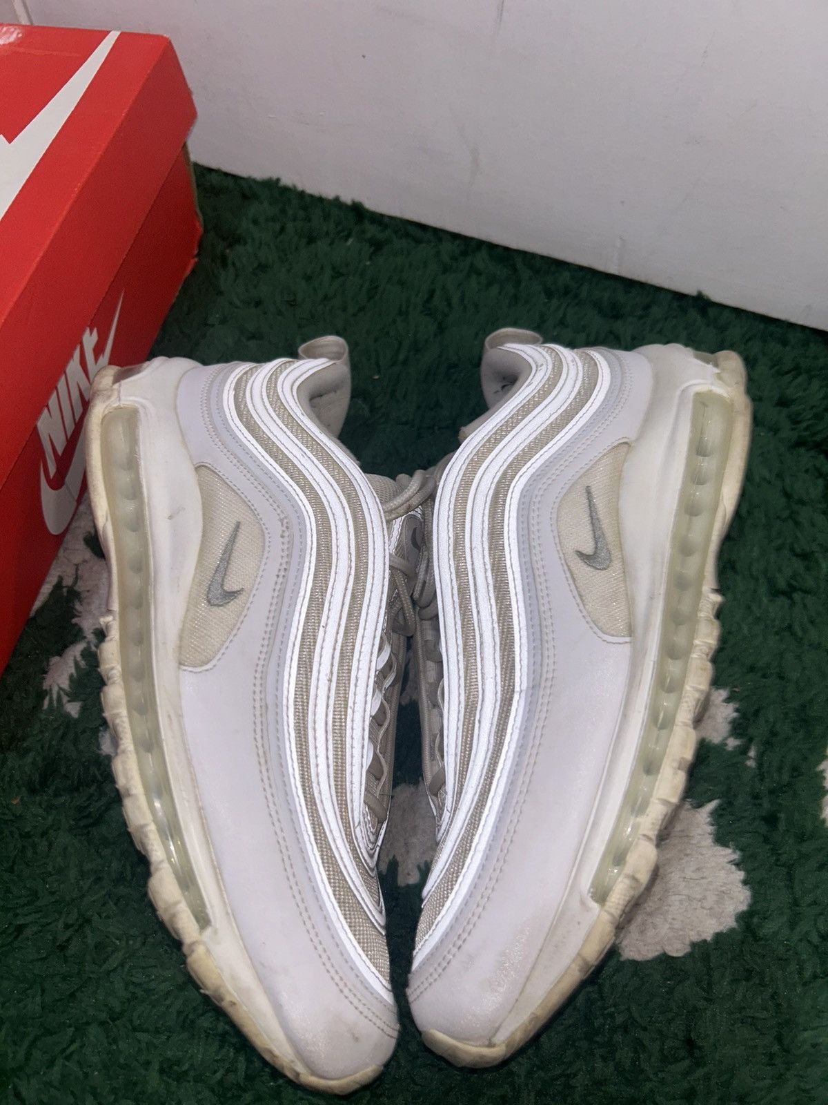 Nike Size 10.5 - Nike Air Max 97 Triple White Wolf Gray Preowned Size US 10.5 / EU 43-44 - 2 Thumbnail