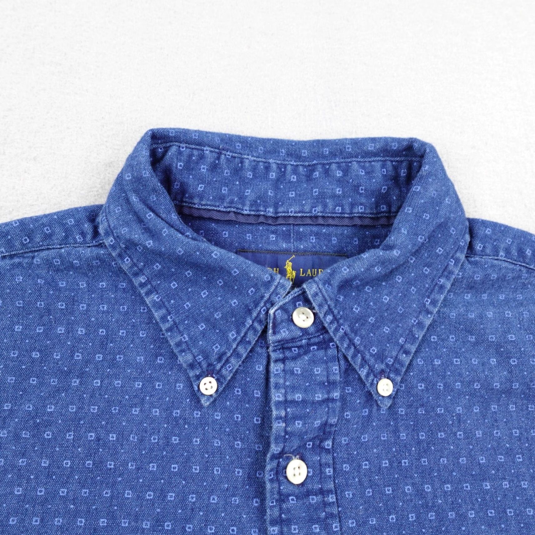 Ralph Lauren RALPH LAUREN Men’s Large Blue Chambray Button-Up Shirt - Long Sleeve Geometric Pattern Casual Outdoor Size US L / EU 52-54 / 3 - 2 Thumbnail