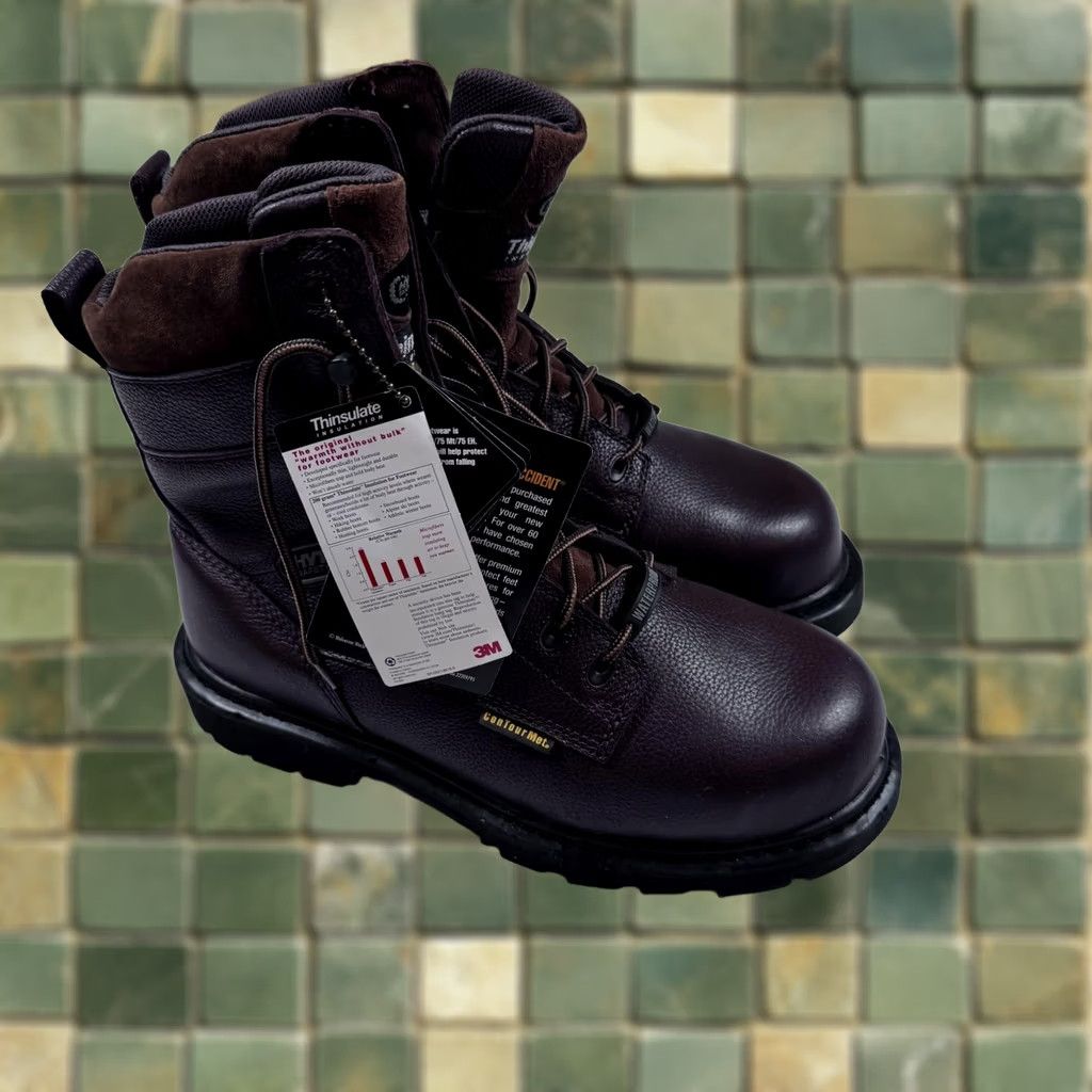 Vintage HyTest Boots Mens Size 8.5 Brown Waterproof Insulated Safety ContourMet Boots Size US 9 / EU 42 - 1 Thumbnail