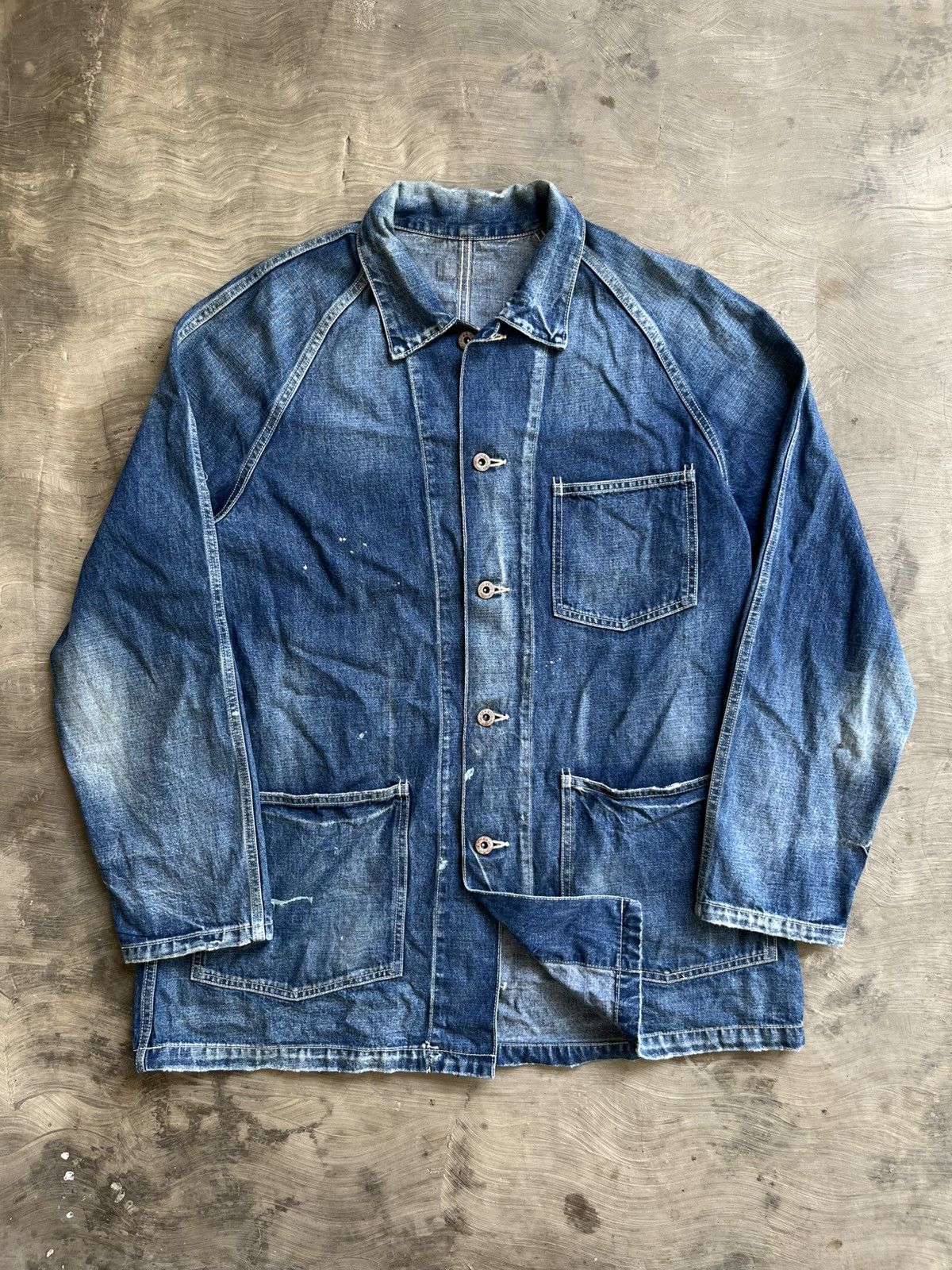 Japanese Brand Vintage faded denim chore jacket Size US L / EU 52-54 / 3 - 2 Thumbnail