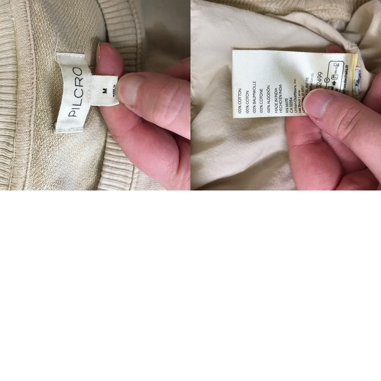 Vintage Pilcro and the Letterpress Sweatshirt M Beige Puff Sleeve Crew Neck Bubble Hem Knit Mixed Media Casual Womens Size M / US 6-8 / IT 42-44 - 8 Thumbnail