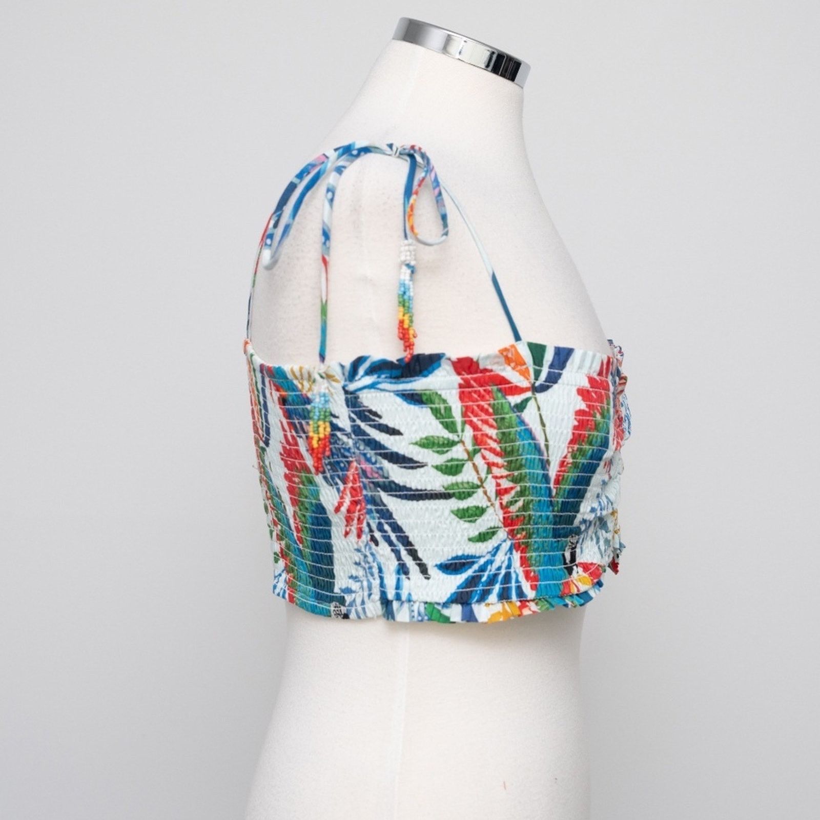 Farm Rio Farm Rio. New! Macaw Wind Smocked Crop Top Size L / US 10 / IT 46 - 8 Thumbnail