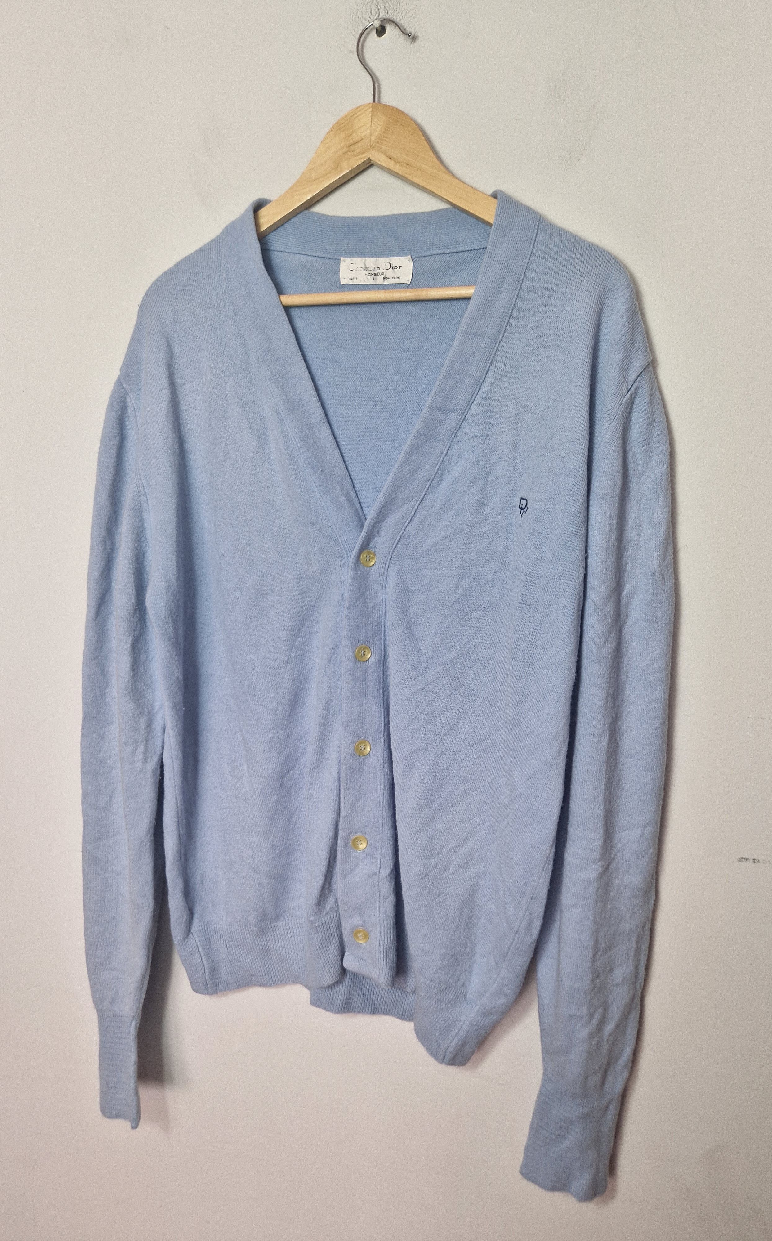 Dior × Hedi Slimane Dior vintage baby blue cardigan Size US XL / EU 56 / 4 - 1 Thumbnail