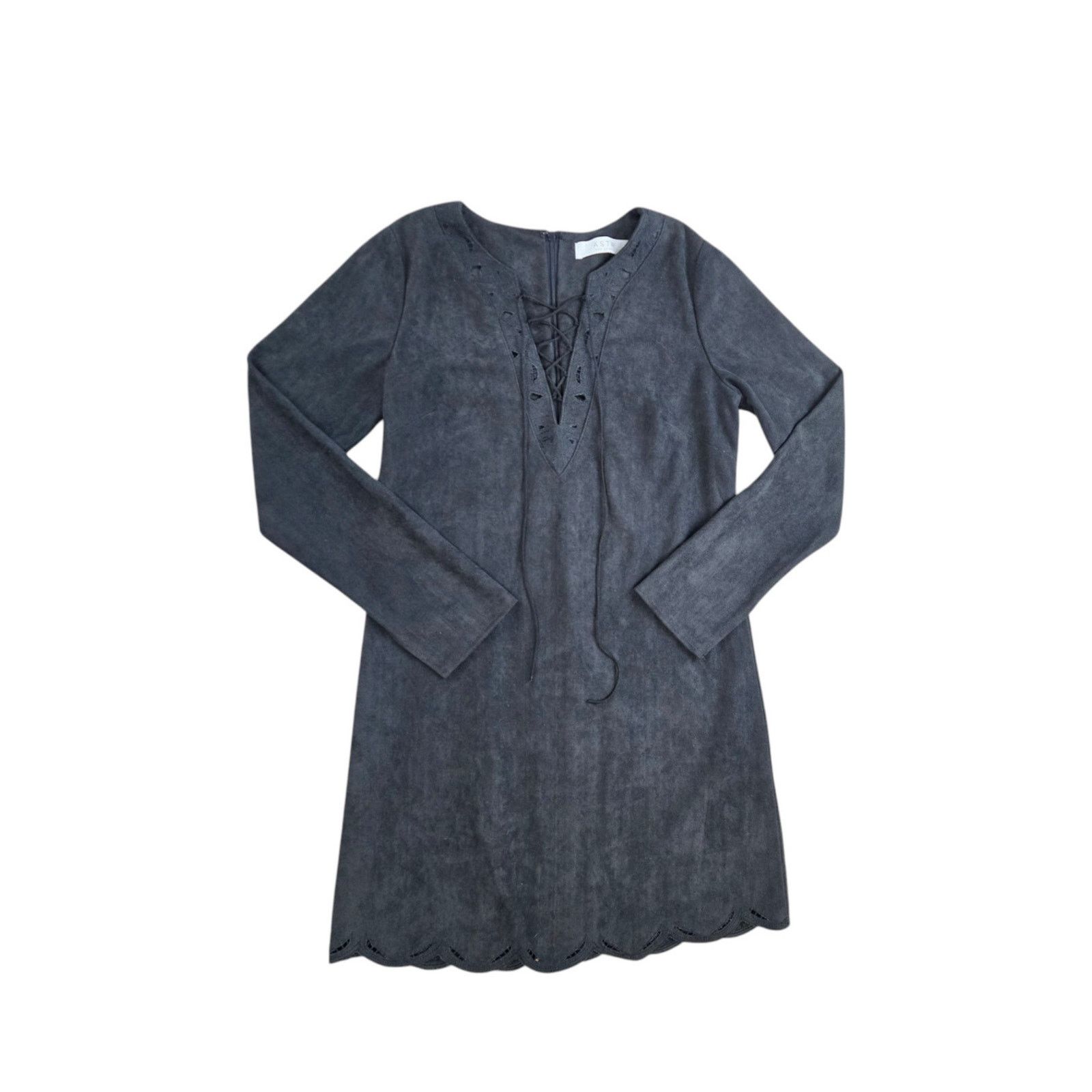 ASTR the Label Charcoal Gray Faux Suede LaceUp Shift Dress S -  threedaughtersproperties.com