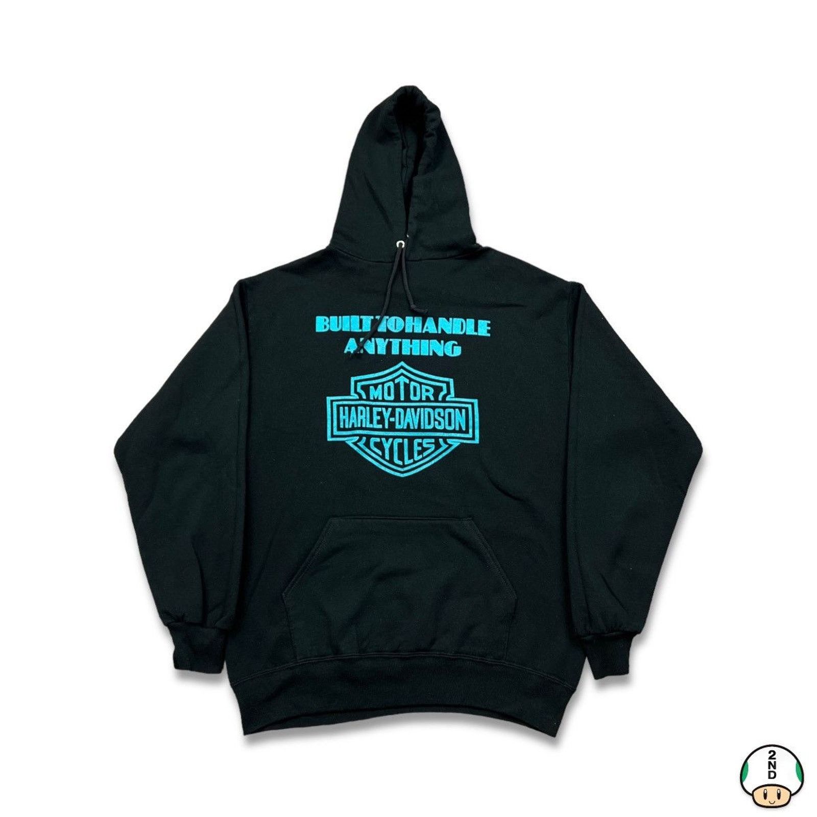 Harley Davidson × Vintage Vintage 90s Harley Davidson Built To Handle Anything Hoodie Size US L / EU 52-54 / 3 - 1 Thumbnail