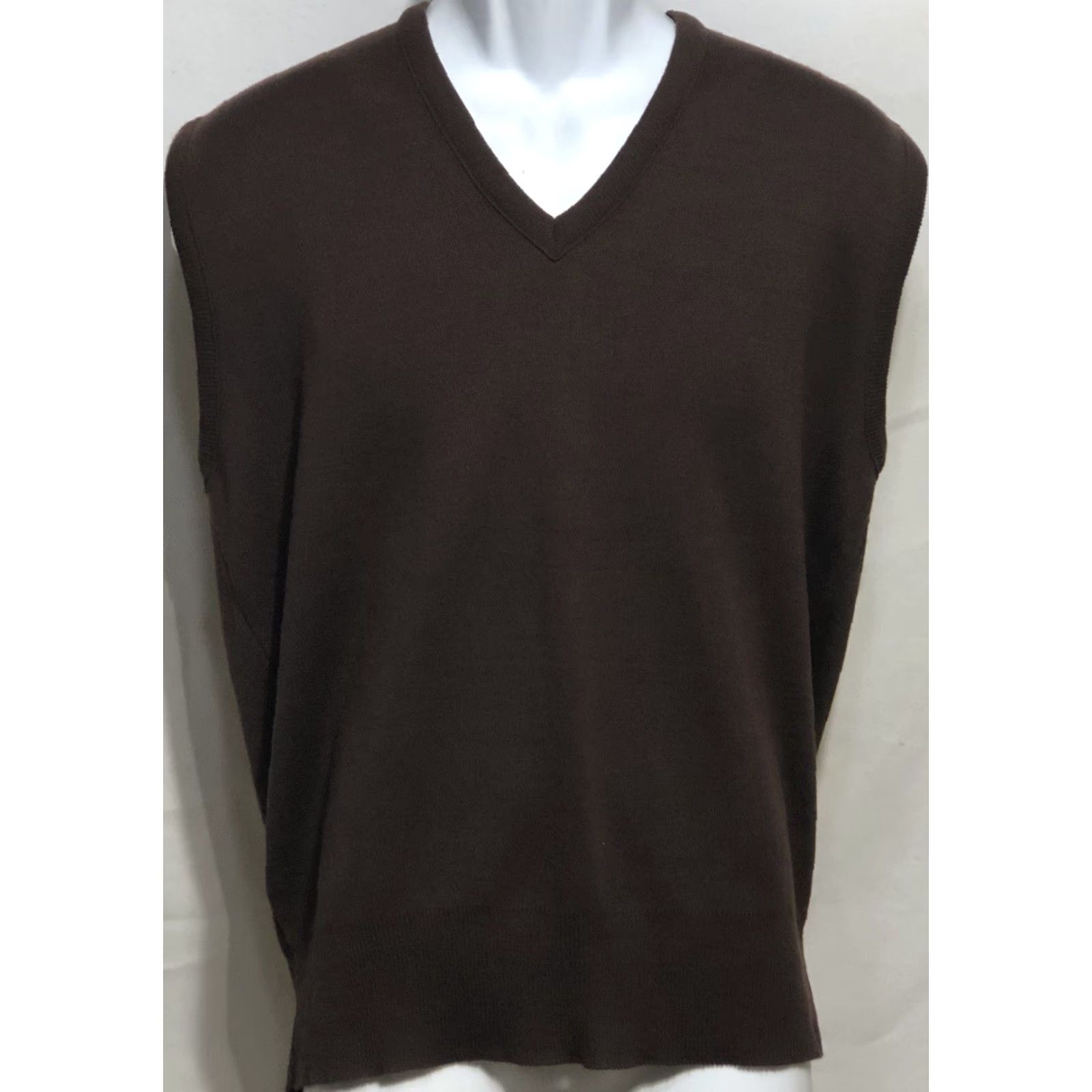 Sears VINTAGE Sears sweater vest XL brown V-Neck Knit Slim/Soft Preppy academia Men Size US XL / EU 56 / 4 - 6 Thumbnail