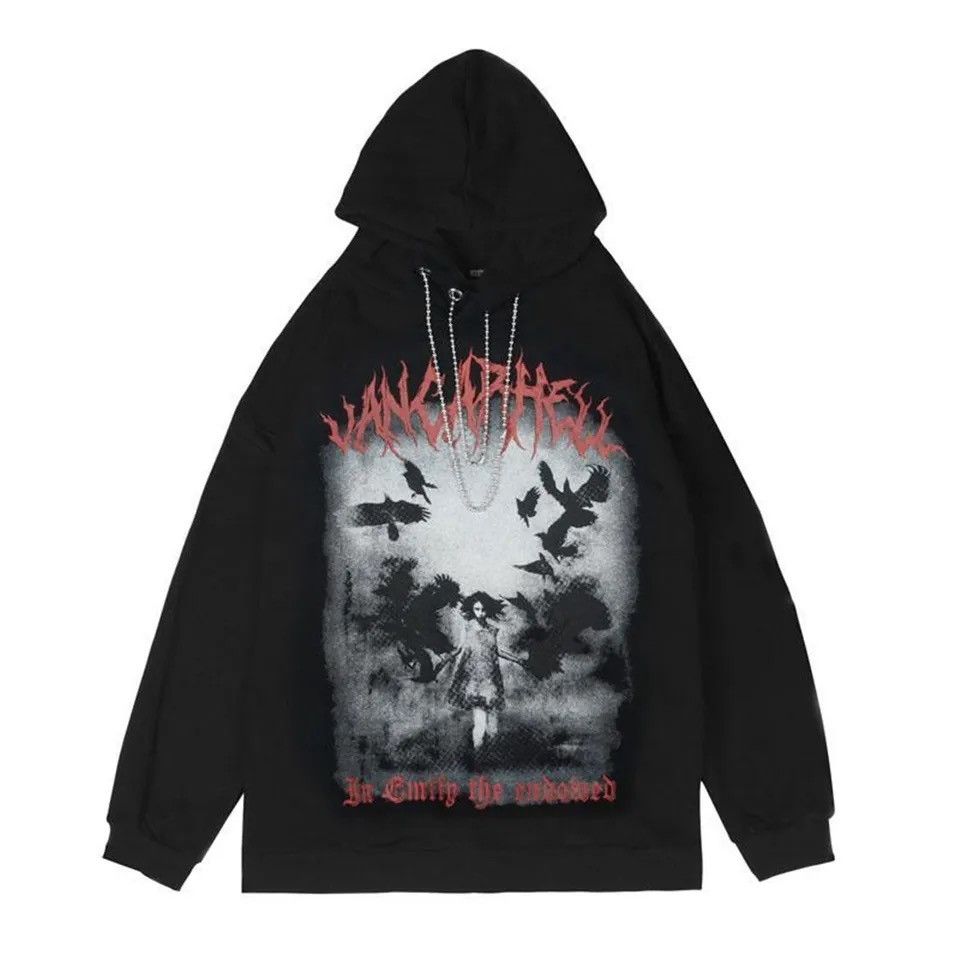 Japanese Brand × Vintage Streetwear Devil girl print Hoodie Pink Gothic style Size US XL / EU 56 / 4 - 1 Thumbnail