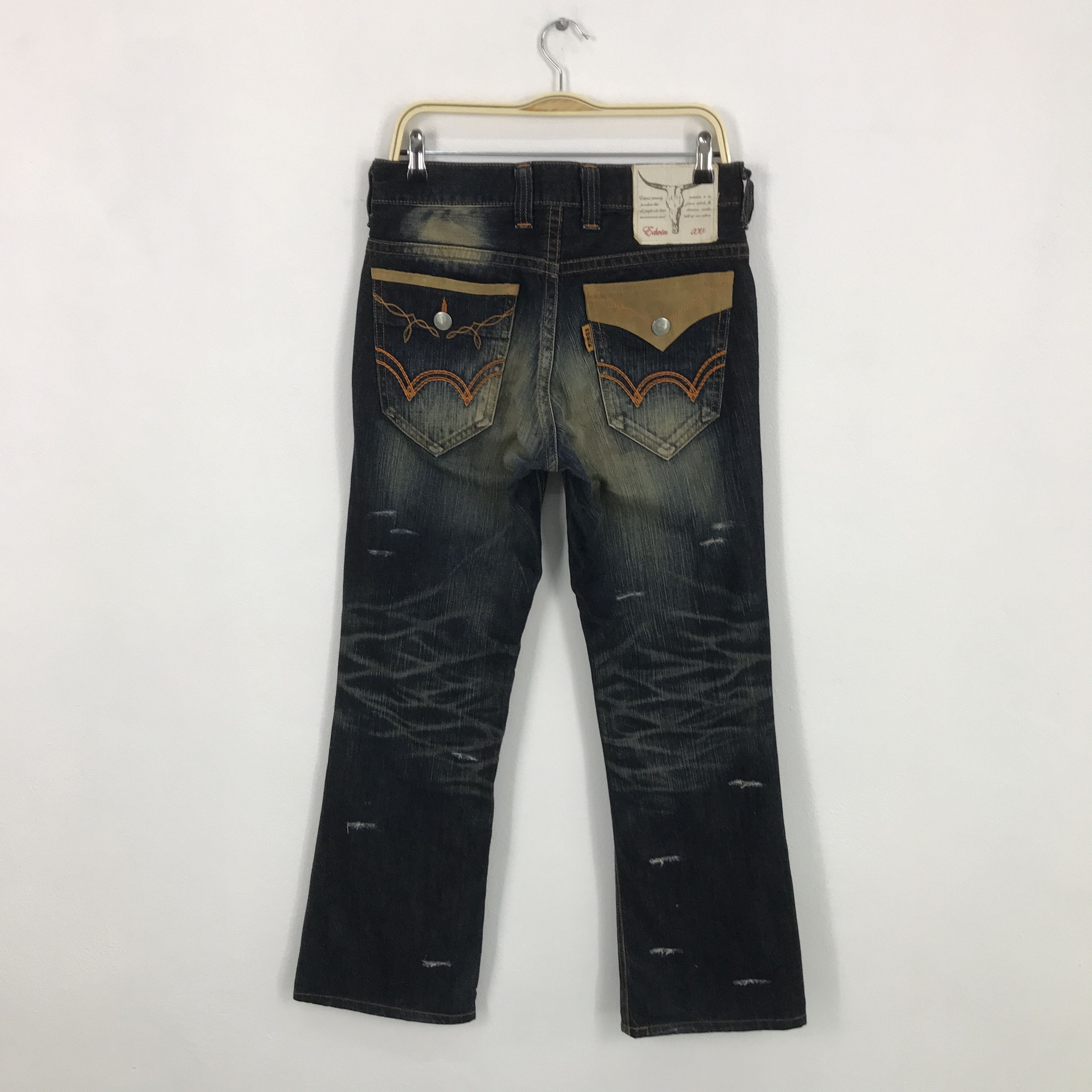 Edwin × Japanese Brand Flare Edwin Japan design Bootcut distressed denim pants Size US 30 / EU 46 - 2 Thumbnail