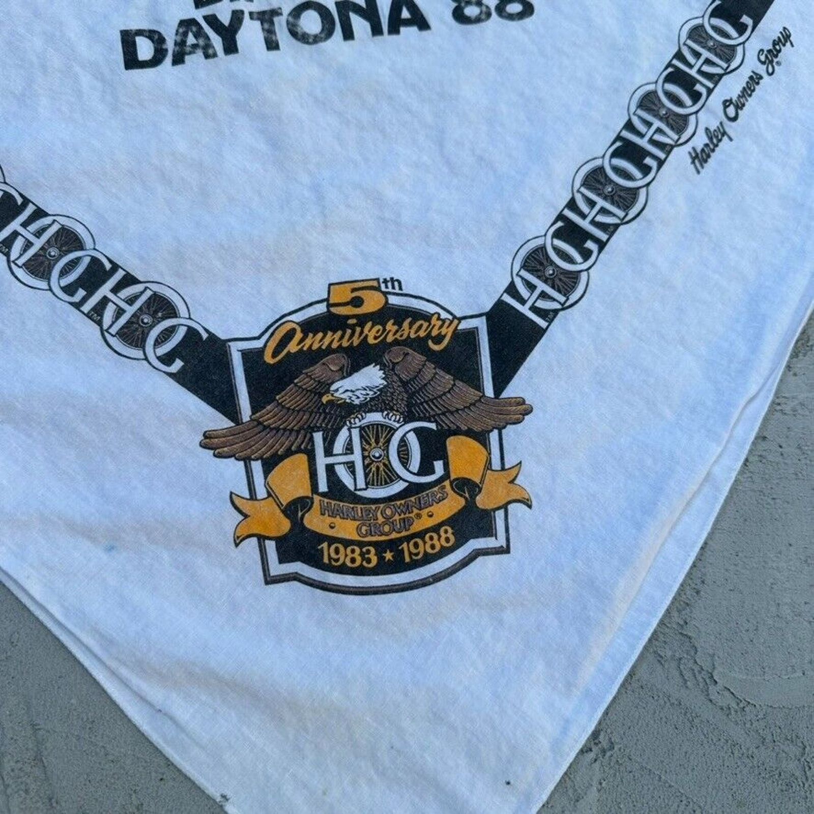 Harley Davidson Vintage Harley Davidson HOG Bike Week Daytona 1988 Bandana Size ONE SIZE - 2 Thumbnail