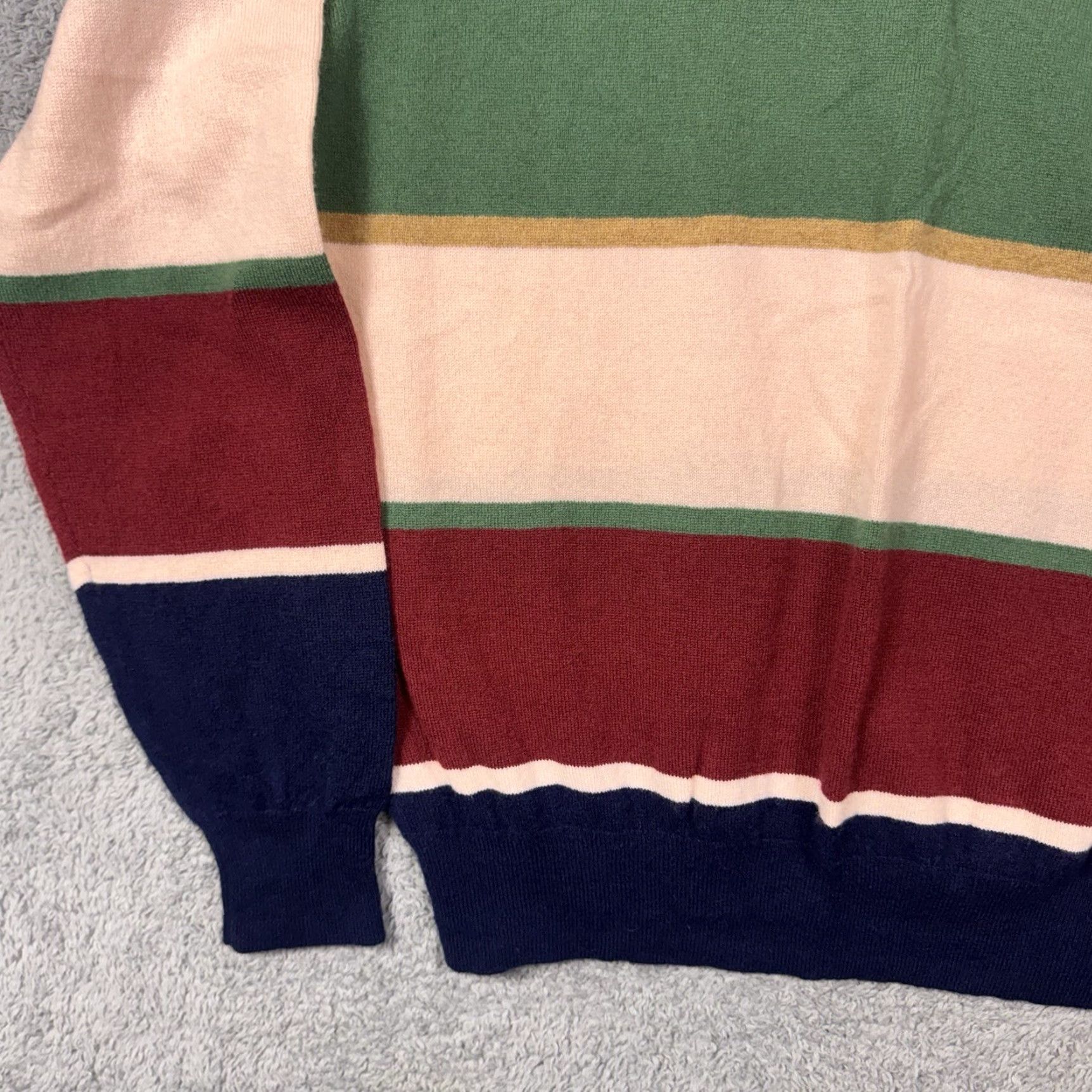 J.Crew J.CREW 100% Cashmere Sweater Mens XL Crewneck Pullover Knit Rugby Stripe BI838 Mens XL Multicolor Crew Neck Knit Pullover Sweater Size US XL / EU 56 / 4 - 3 Thumbnail