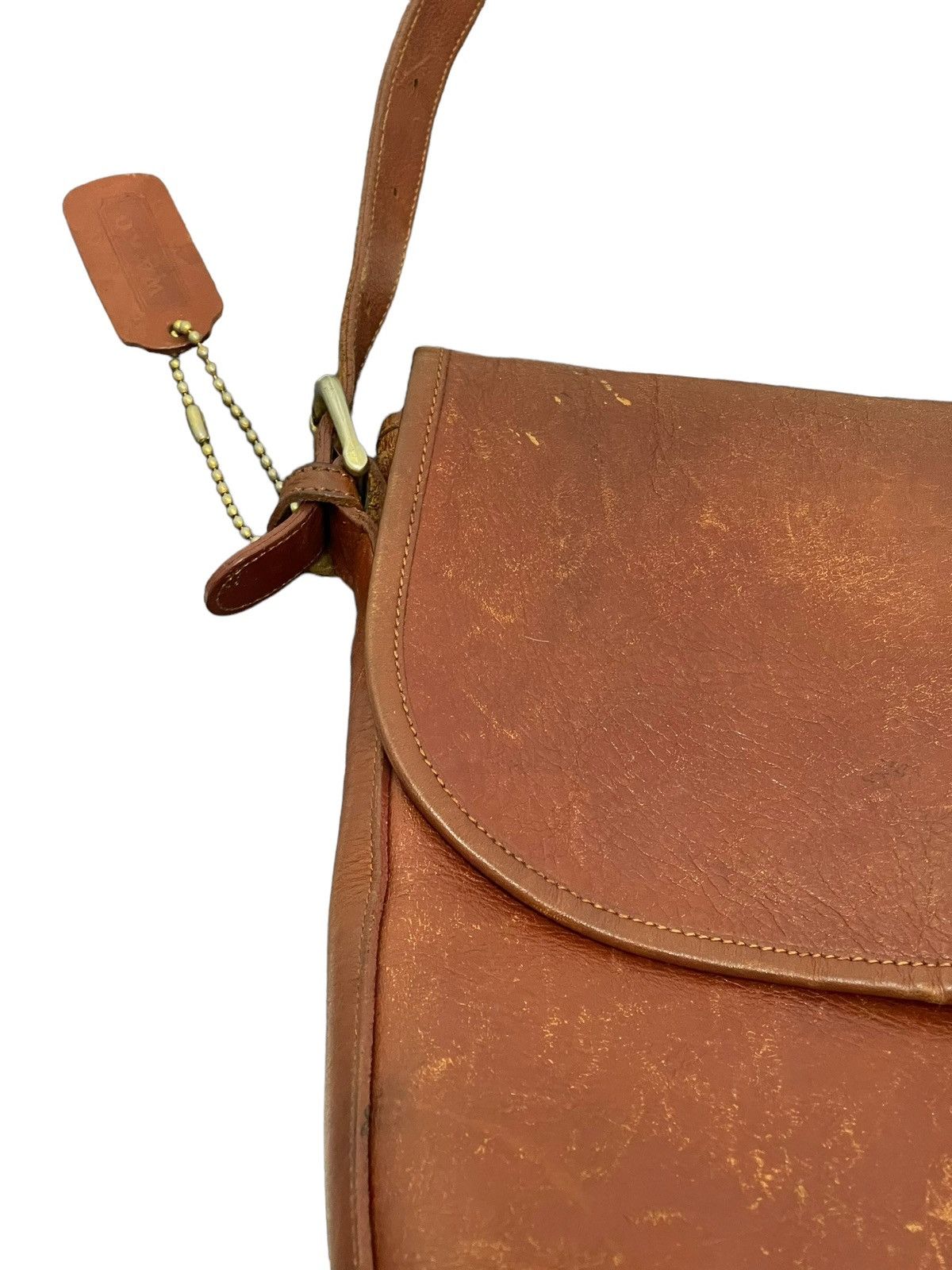 Japanese Brand Full Leather Patina Wako Cross Body Bag 4🟩 Size ONE SIZE - 10 Thumbnail