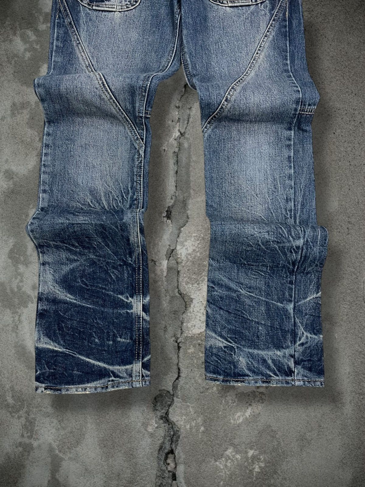 Japanese Brand Vintate 90s Japan Designer Dheart Blue Tribal Lowrise Denim Size US 31 - 3 Thumbnail