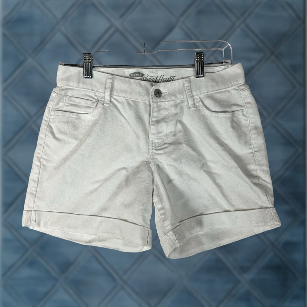 Old Navy Old Navy Bermuda Shorts Womens 2 White Stretch Cuffed Casual Twill Cotton Blend Spandex Reg" Size 26" / US 2 / IT 38 - 1 Thumbnail