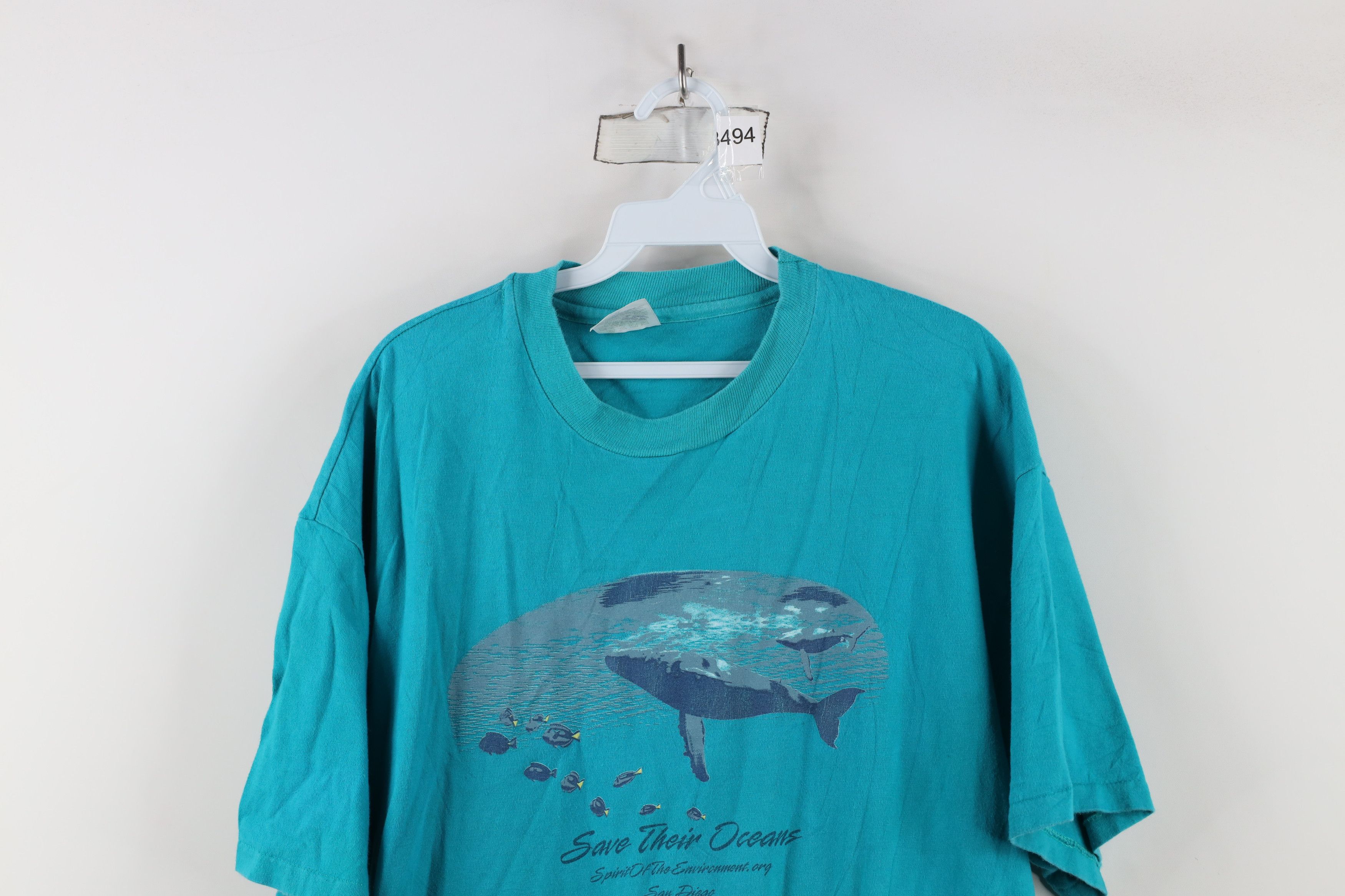 Vintage Vintage 90s Streetwear Day Ocean Whale Fish T-Shirt Teal USA Size US XL / EU 56 / 4 - 2 Thumbnail