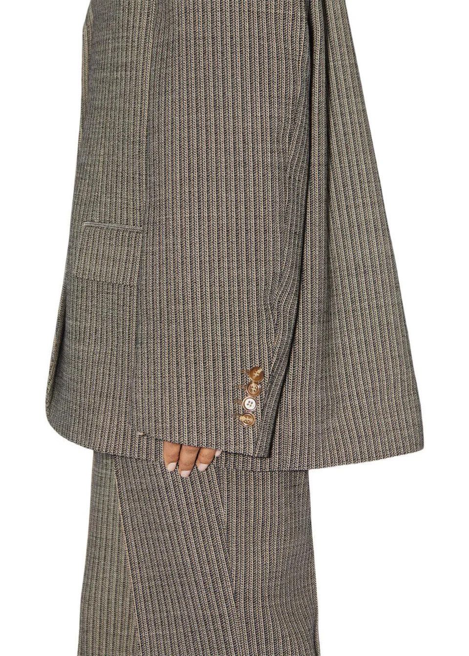 Acne Studios Acne Studios Pinstripe Wool Blazer- Multi Taupe Size XS / US 0-2 / IT 36-38 - 4 Thumbnail