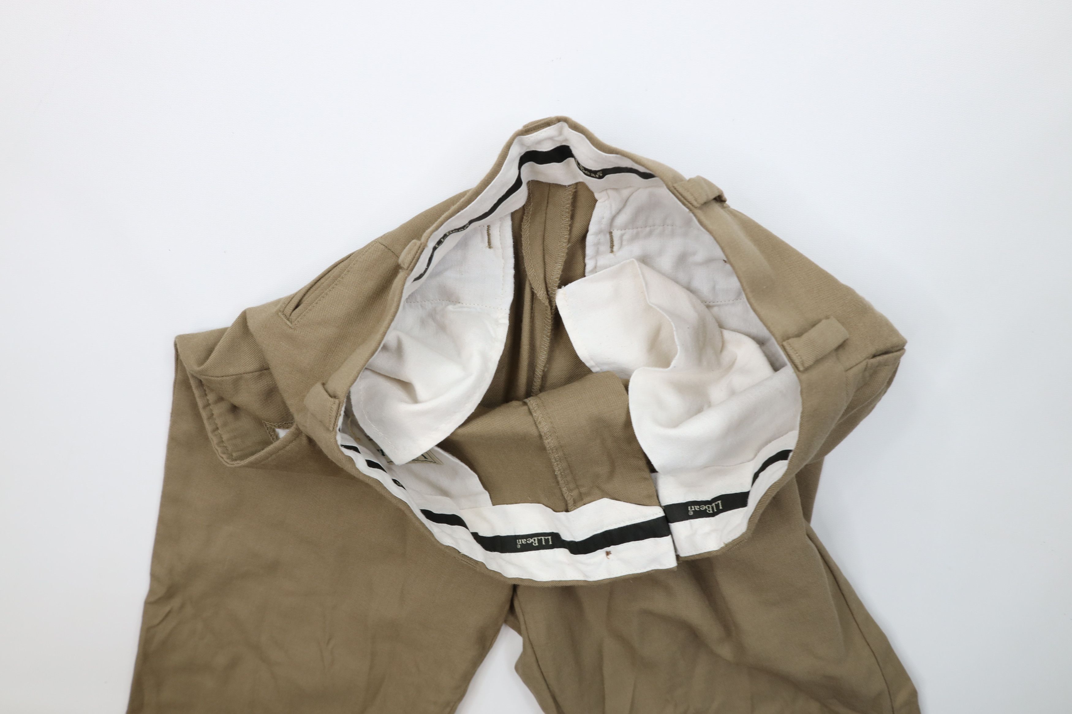 L.L. Bean Vintage LL Bean Wide Leg Chino Pants Trousers Beige Brown Size US 32 / EU 48 - 7 Thumbnail