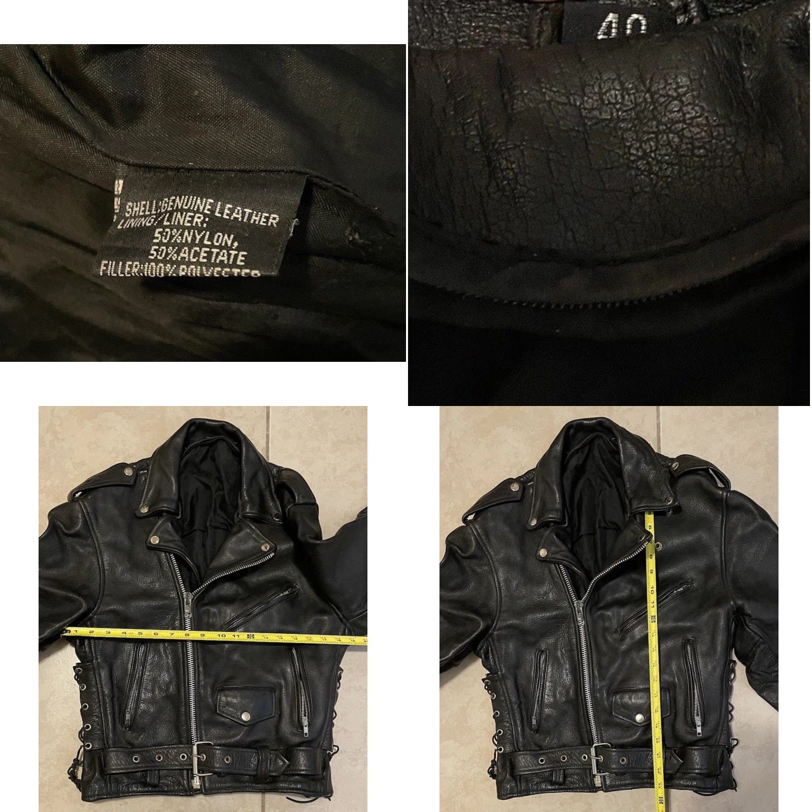 Vintage VINTAGE Cafe Racer Motorcycle Jacket Leather 40 Black Mens Jacket 70s 80s Grunge Rock biker Punk Size US XXS / EU 40 - 10 Thumbnail