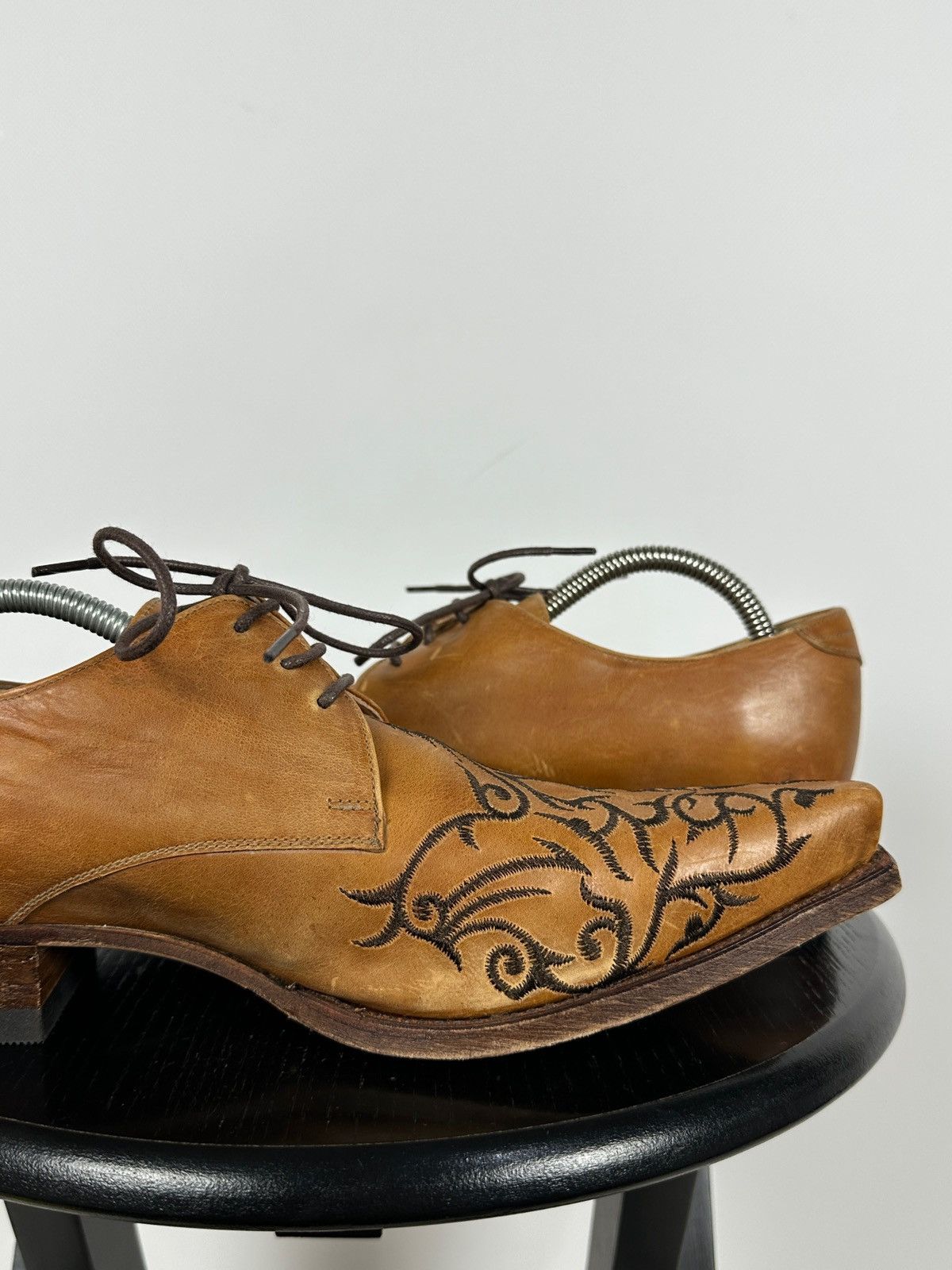 Sendra 7650 Sendra Brown Leather Embroidered Western Derby Shoes Size US 7 / EU 40 - 18 Thumbnail