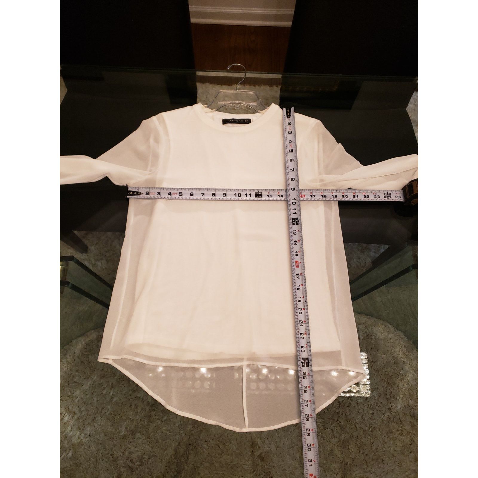 Zara Zara Woman Blouse White Sheer Long Sleeve Medium Top Size M / US 6-8 / IT 42-44 - 10 Thumbnail