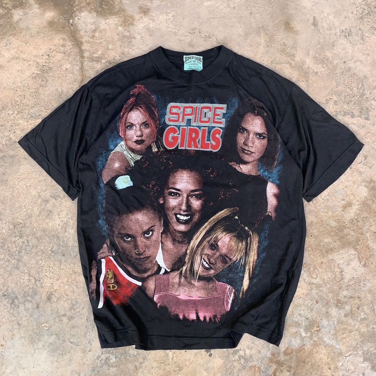 image of Vintage Spice Girls 90's Band Rap Tee Very Rare Pop in Black, Men's (Size Large)