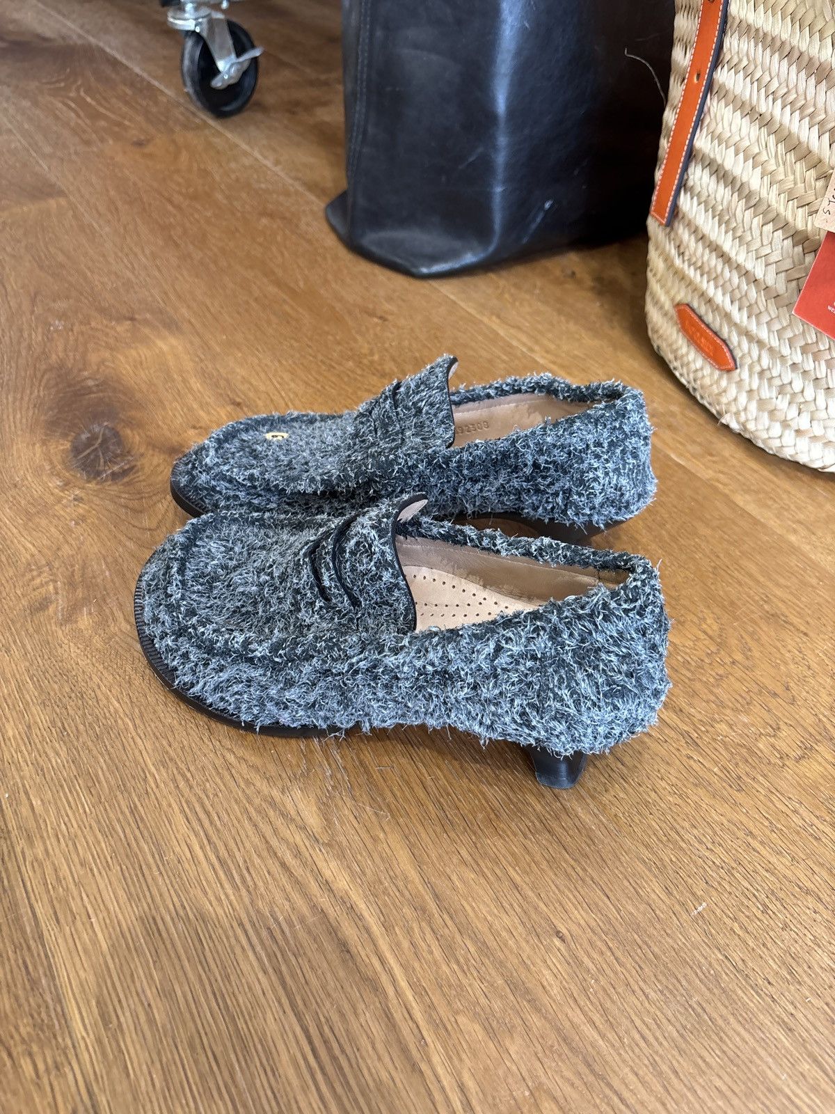 Loewe These are Loewe fuzzy grey leather-lined kitten heel loafers Size US 6 / IT 36 - 9 Thumbnail