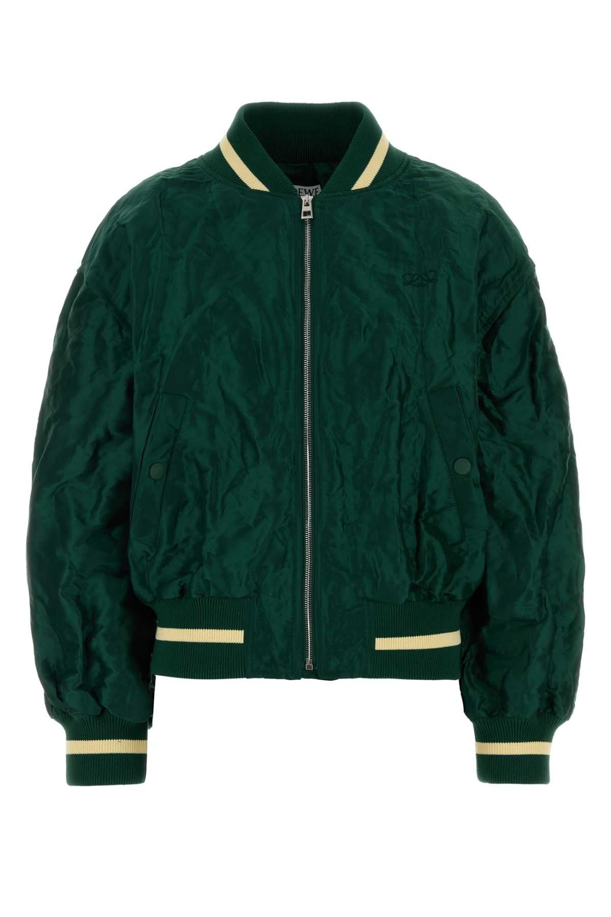 Loewe Dark Green Tech Fabric Bomber Jacket Size S / US 4 / IT 40 - 1 Thumbnail