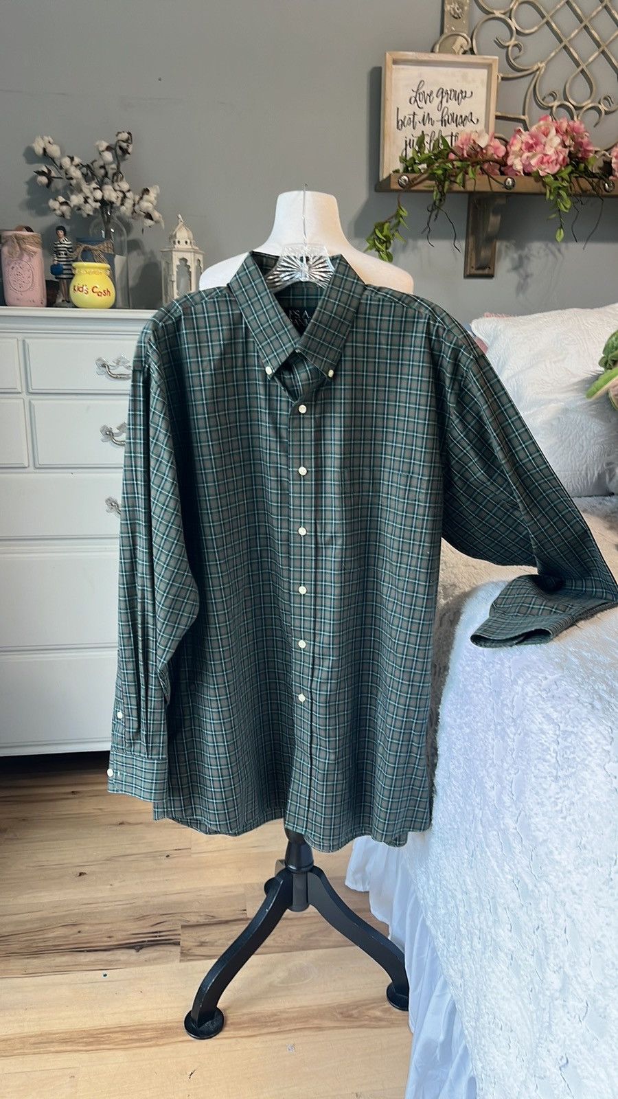 Jos. A. Bank Jos A Bank Dark Green Plaid Long Sleeve Button Down Size US L / EU 52-54 / 3 - 1 Thumbnail
