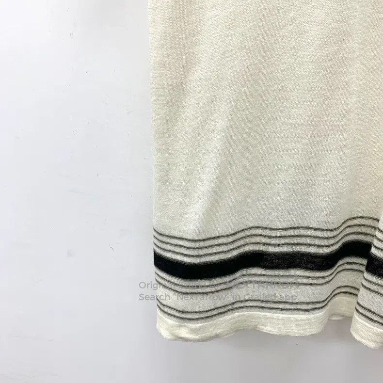 Hermes Hermes Beige Striped Linen Round Neck Short Sleeve T-Shirt Size L / US 10 / IT 46 - 4 Thumbnail