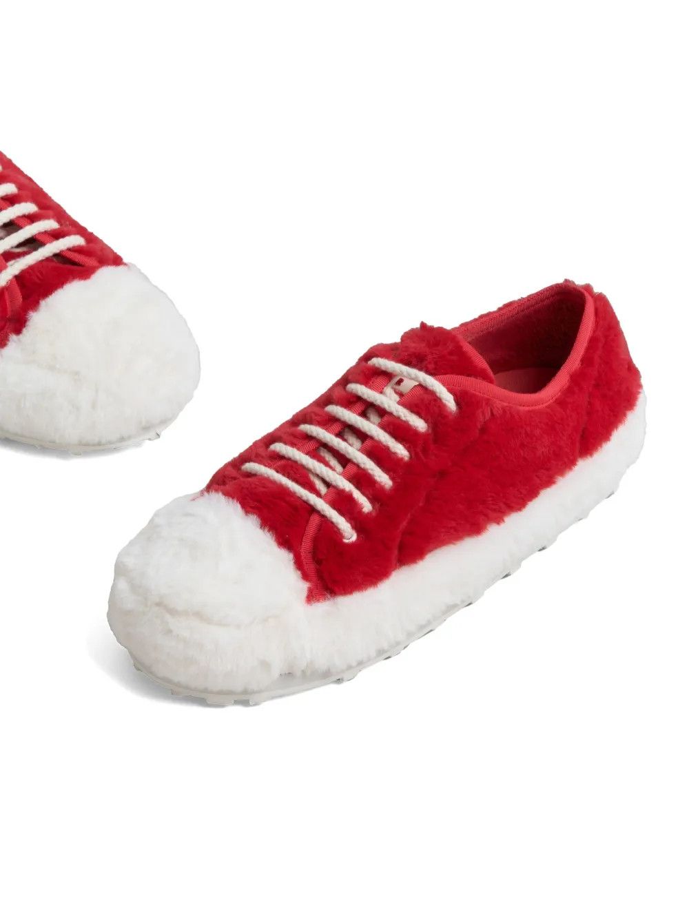 Marni o1w1db11125 Two Tone Faux Fur Sneakers in Light Red/White Size US 7 / EU 40 - 5 Thumbnail
