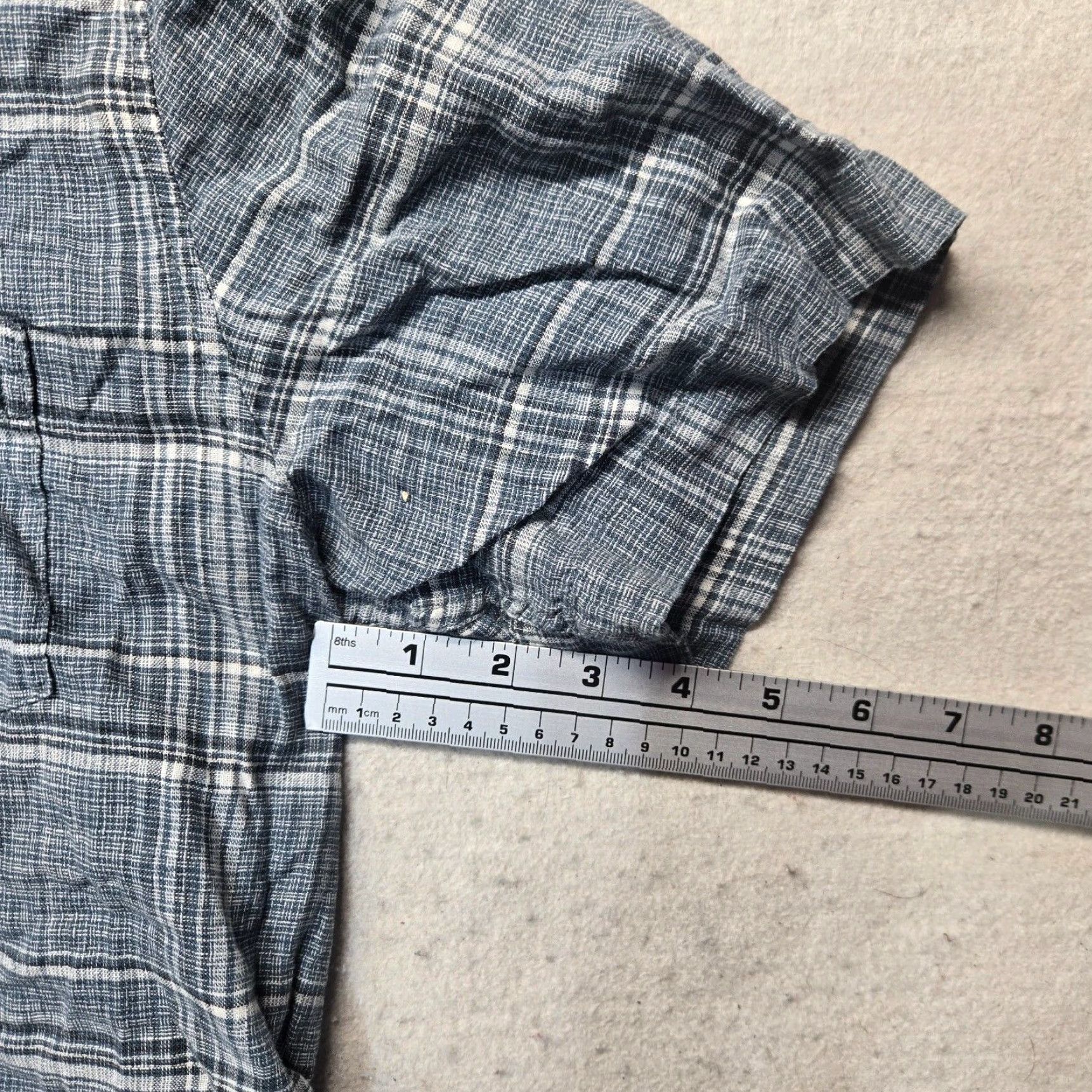 Weatherproof VINTAGE Weatherproof Plaid Button-Up Shirt Short Sleeve Machine Washable Linen Men's L Blue Size US L / EU 52-54 / 3 - 5 Thumbnail