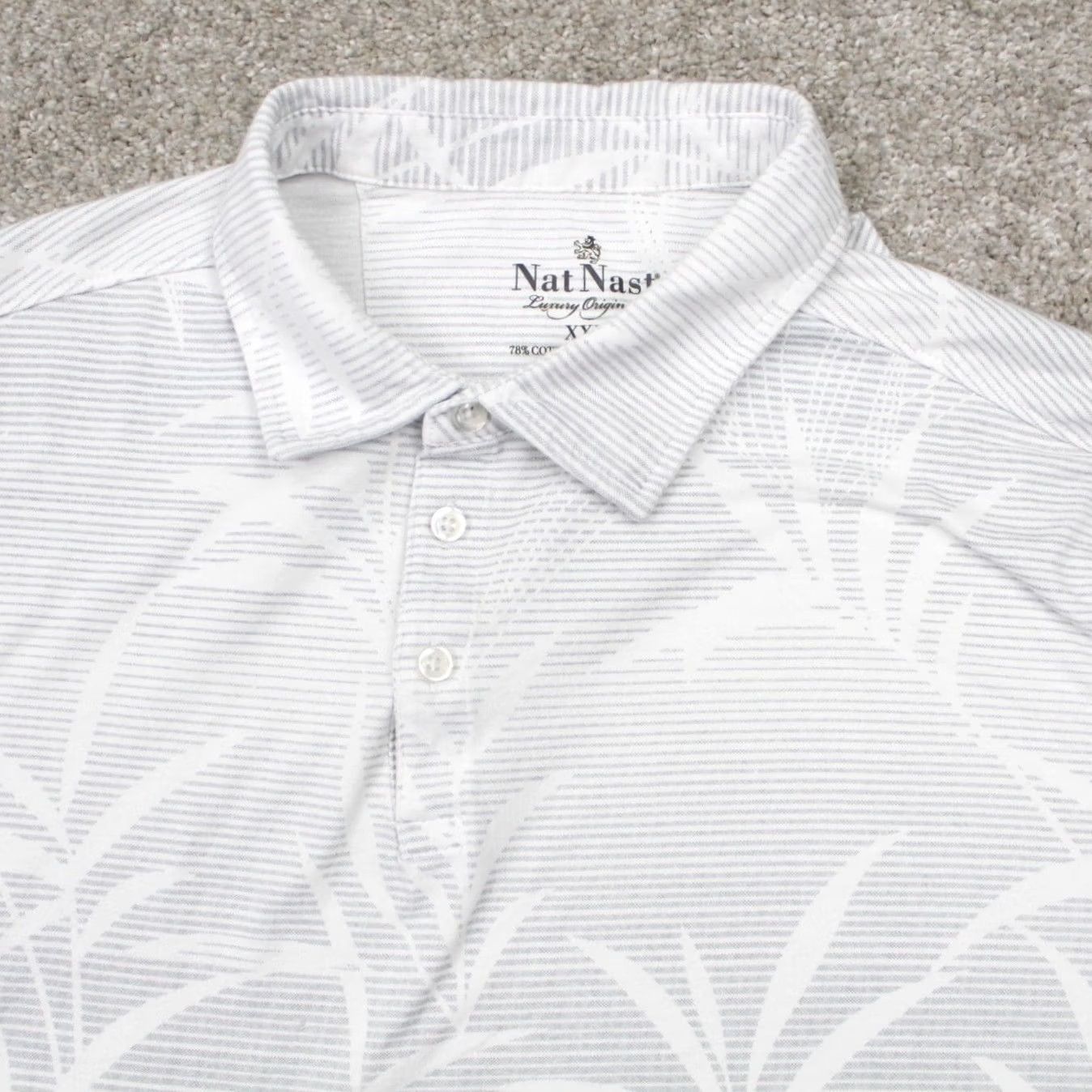 Nat Nast Nat Nast Polo Shirt Mens 2XL Gray Floral Cotton/Poly Short Sleeve Pullover Polo Shirt Mens 2XL Gray Floral Cotton/Poly Short Sleeve Pullover Size US XXL / EU 58 / 5 - 2 Thumbnail