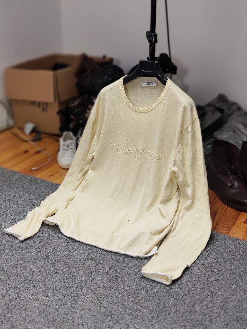 Yves Saint Laurent Vintage Yves Saint Laurent yellow big Logo Light Sweater Size US M / EU 48-50 / 2 - 18 Thumbnail