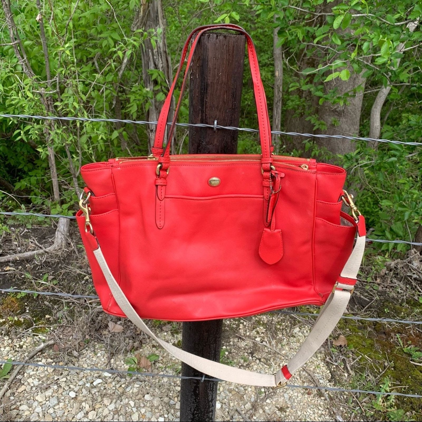 Coach Coach Peyton crossbody multifunction bag purse red orange Size ONE SIZE - 1 Thumbnail
