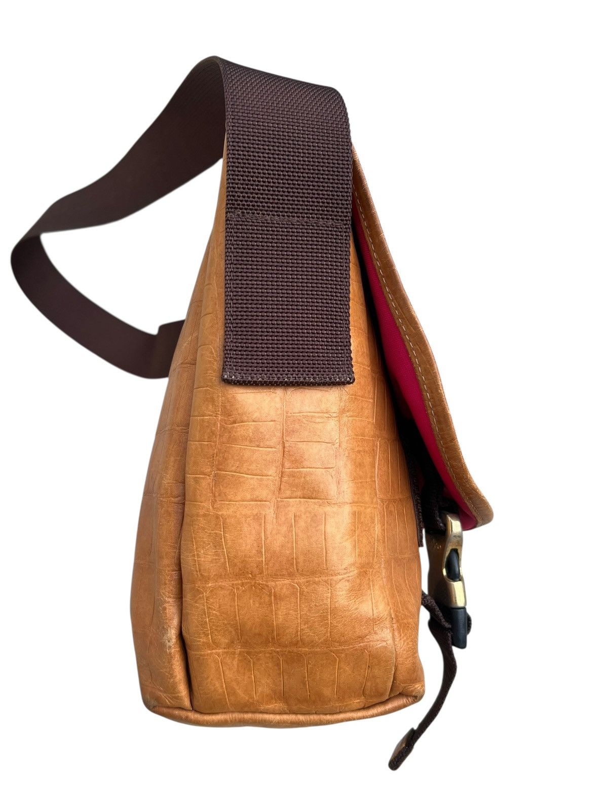 Leather Diral Japan Patina Crocodile Embossed Leather Messenger Bag Size ONE SIZE - 15 Thumbnail