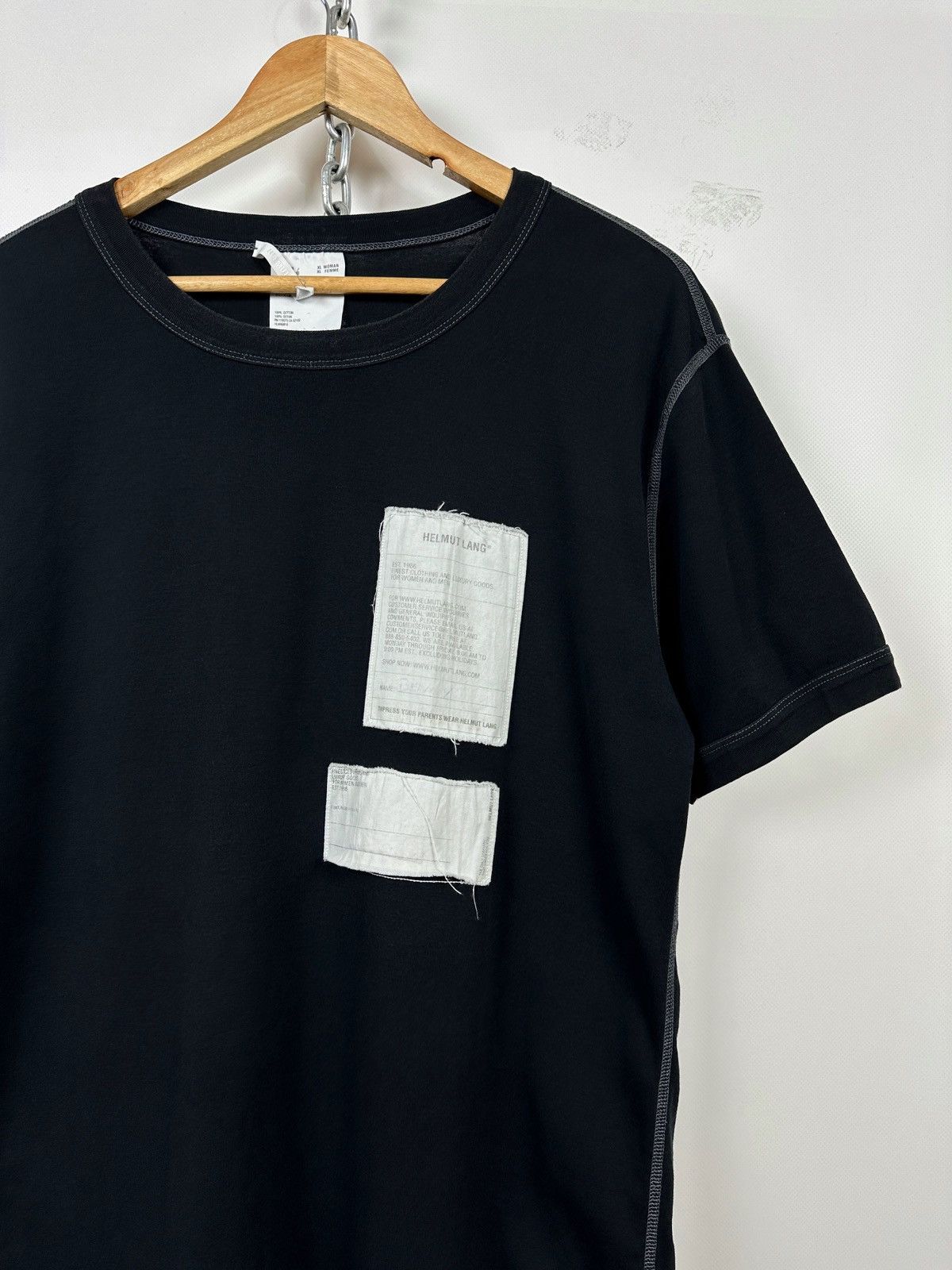 Helmut Lang Helmut Lang Logo Patch Black T-Shirt Size US L / EU 52-54 / 3 - 6 Thumbnail