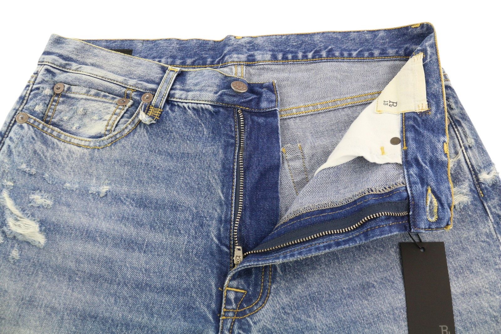 R13 BOYFRIEND 29 Washed Ankle Cropped Distress Bain 84462 Size 29" - 5 Thumbnail