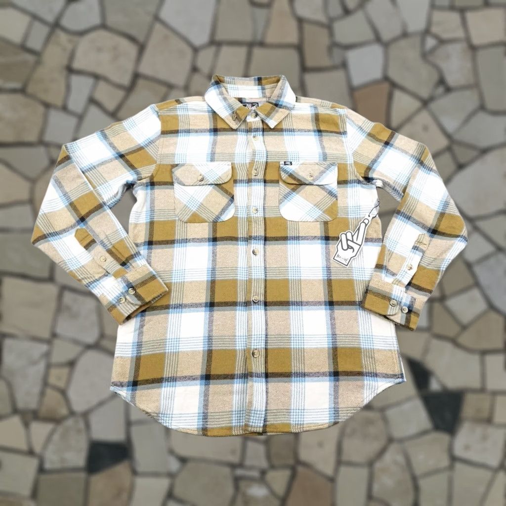 Vintage Loser Machine Shirt Mens Small Brown Blue Plaid Hidalgo Flannel Button Up NEW Size US S / EU 44-46 / 1 - 1 Thumbnail