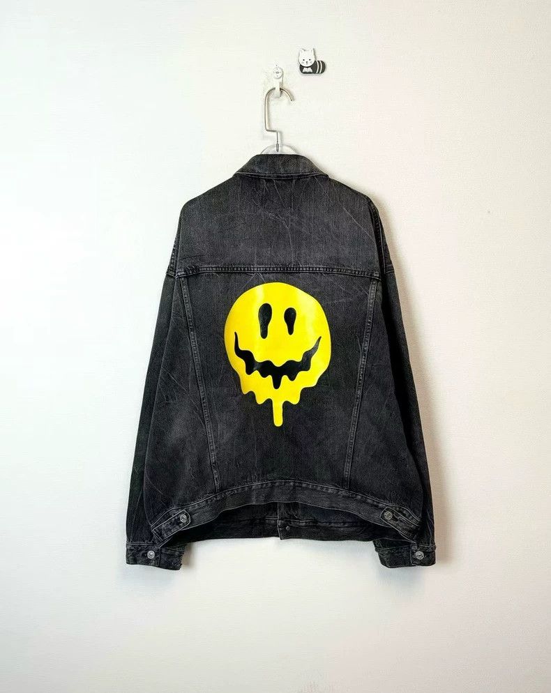 Balenciaga Balenciaga Black back dissolve smiley face denim jacket Size US L / EU 52-54 / 3 - 2 Thumbnail