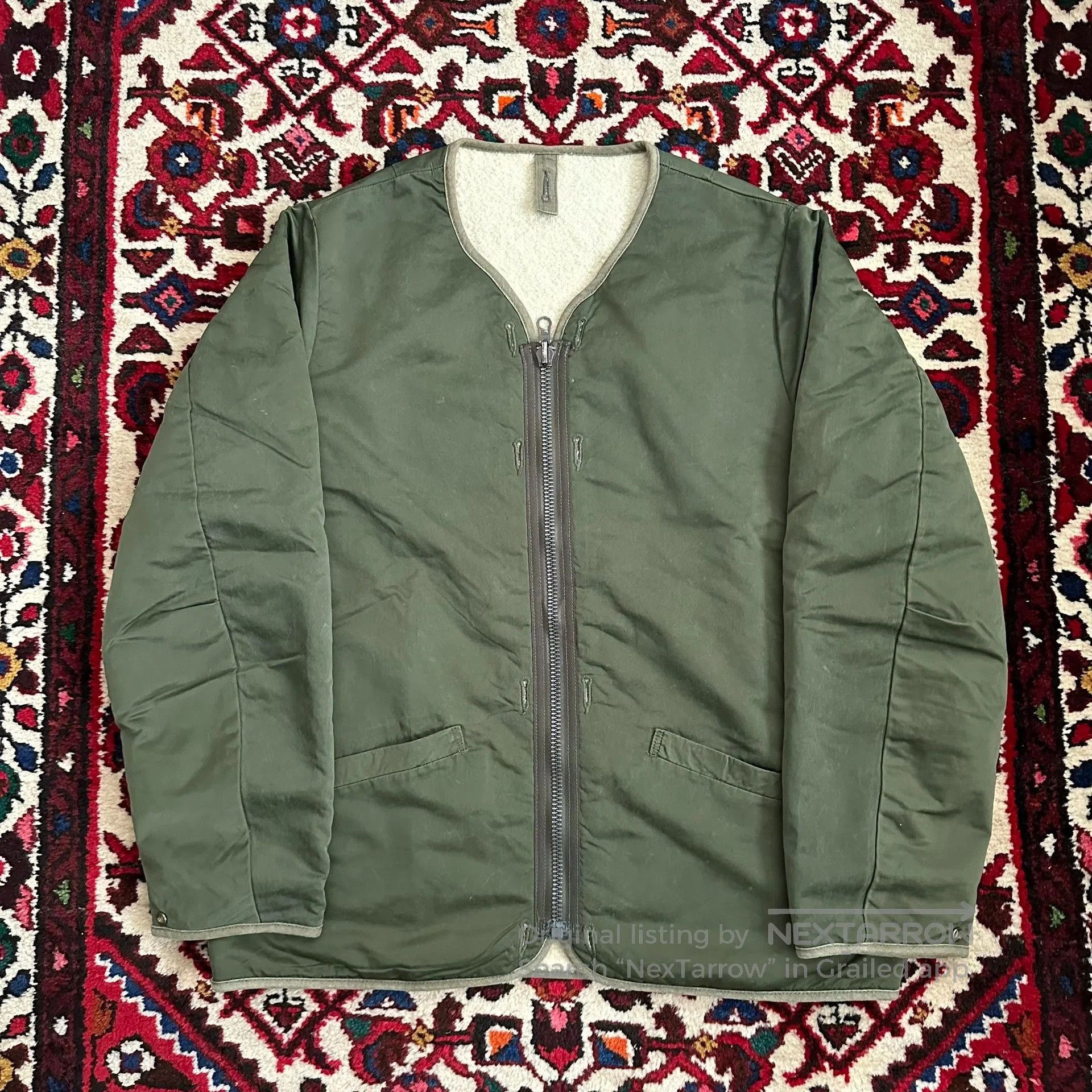 visvim iris liner jacket in green.
