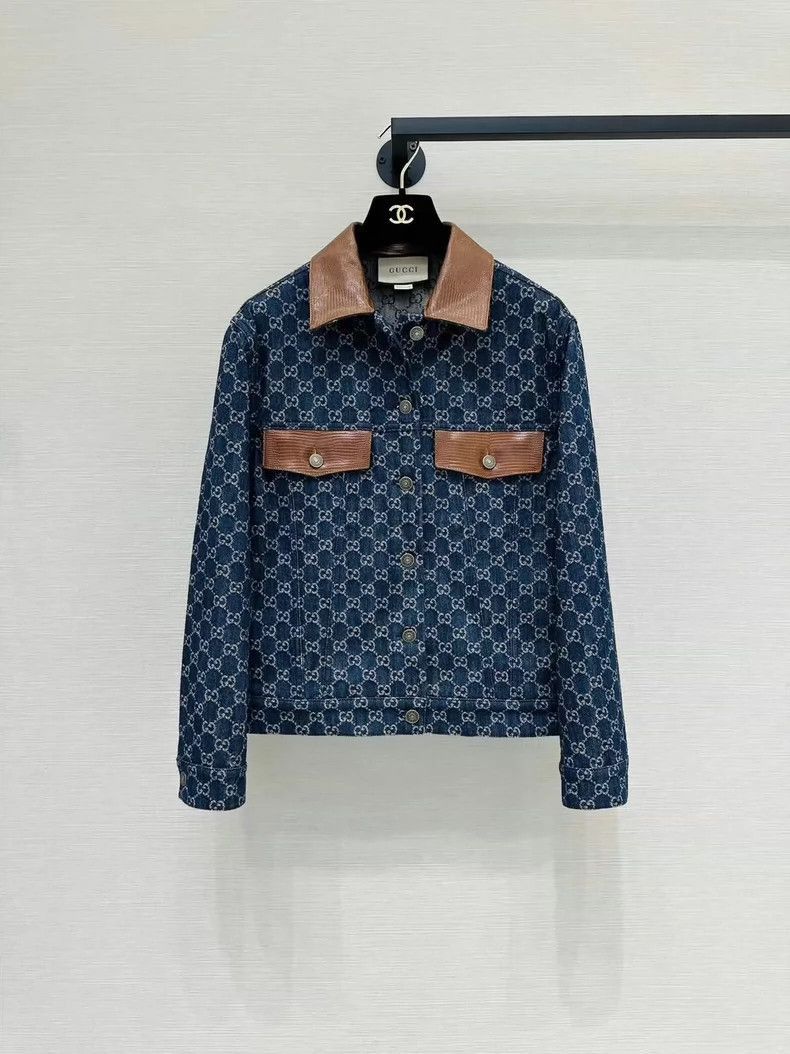 Gucci Gucci Logo Denim Jacket with Leather Collar-2506 Size US M / EU 48-50 / 2 - 1 Thumbnail
